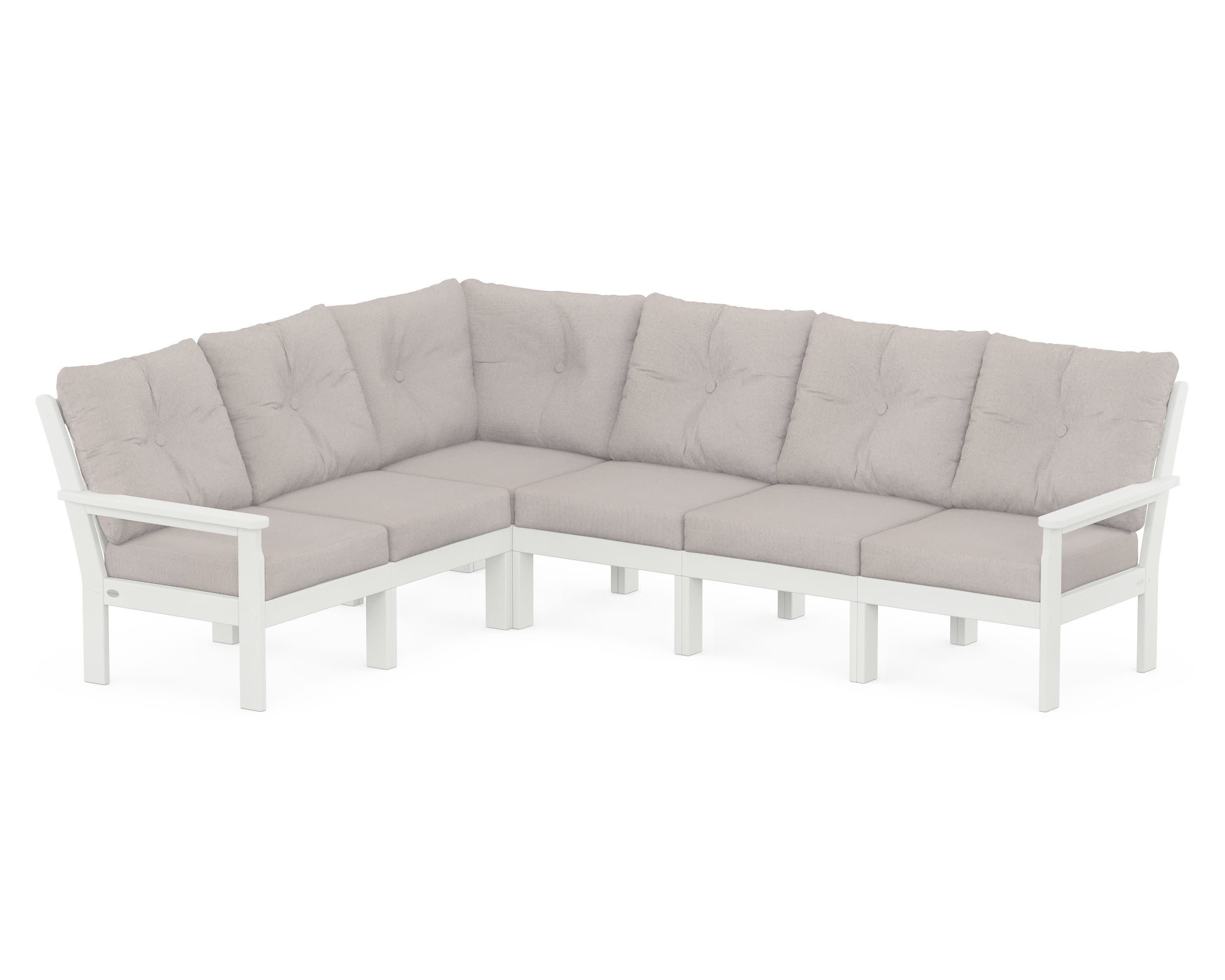 Vineyard 6-Piece Sectional in Vintage White / Dune Burlap