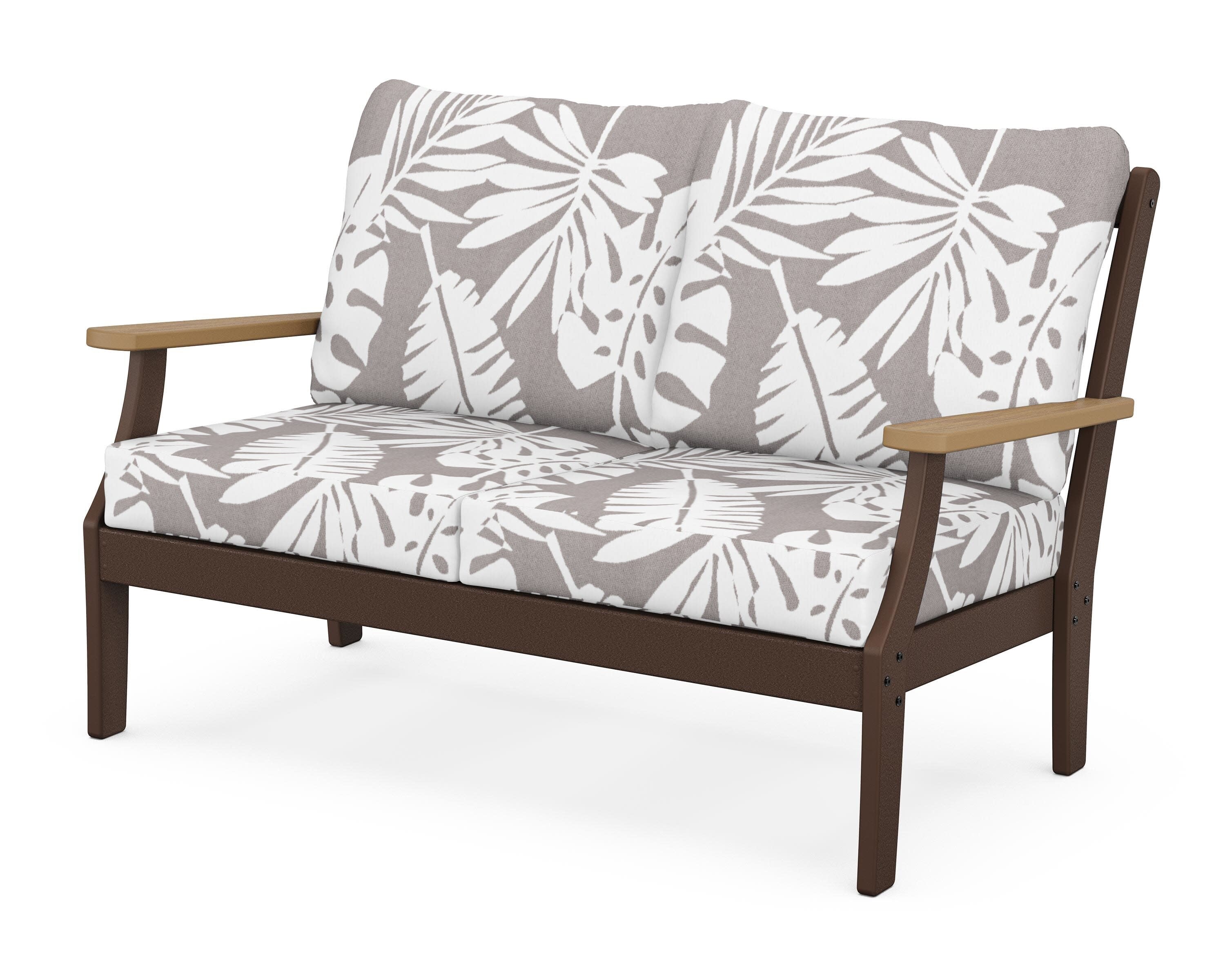 Braxton Deep Seating Loveseat in Mahogany / Natural / Leaf Grey Mist