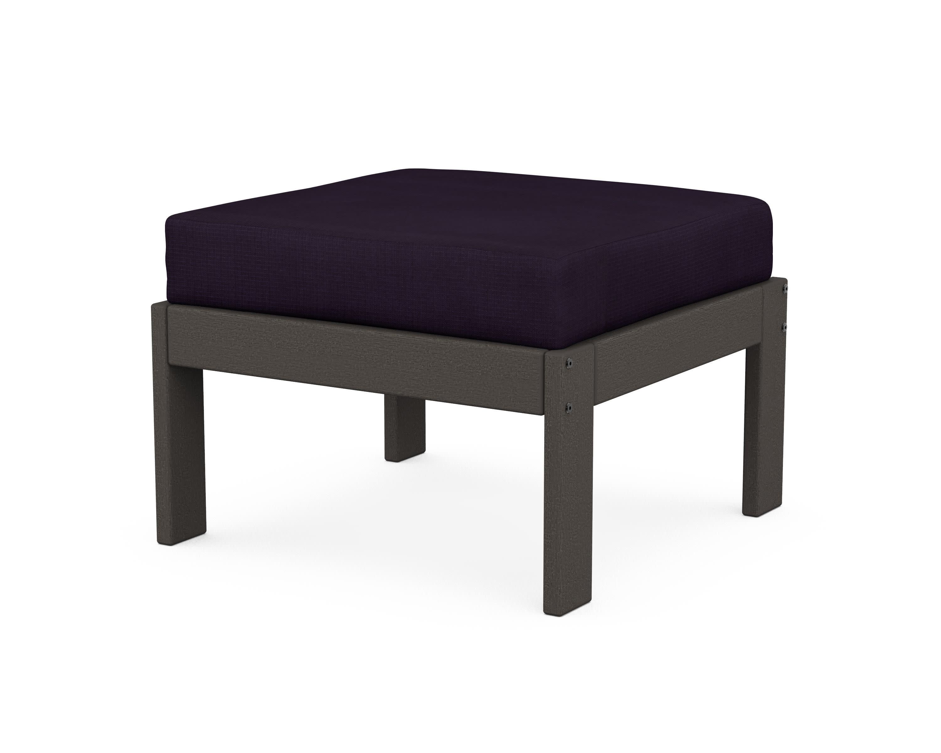 Vineyard Modular Ottoman in Vintage Coffee / Navy Linen