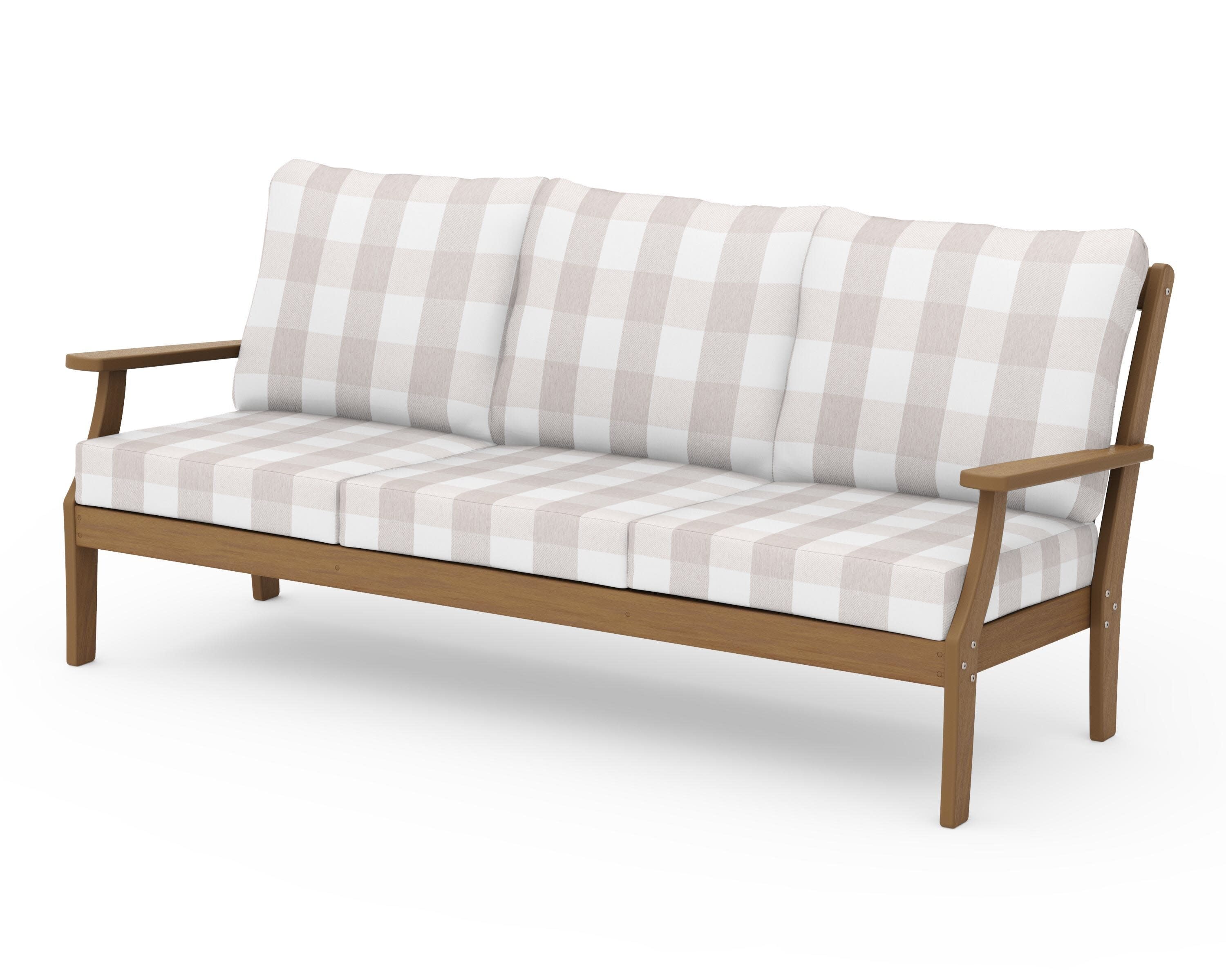 Braxton Deep Seating Sofa in Natural / Buffalo Plaid Dune Burlap