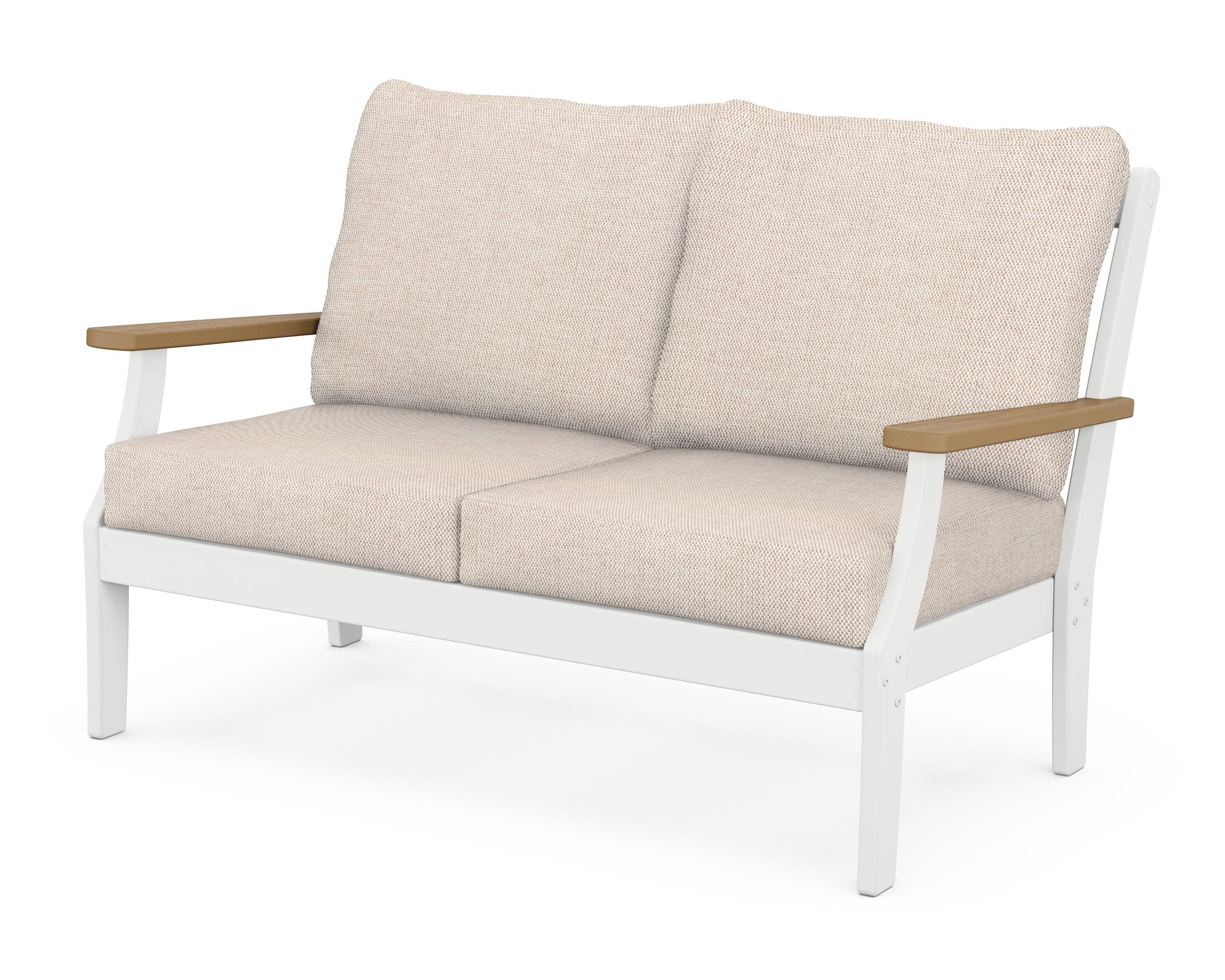 Braxton Deep Seating Loveseat in White / Natural / Blend Linen