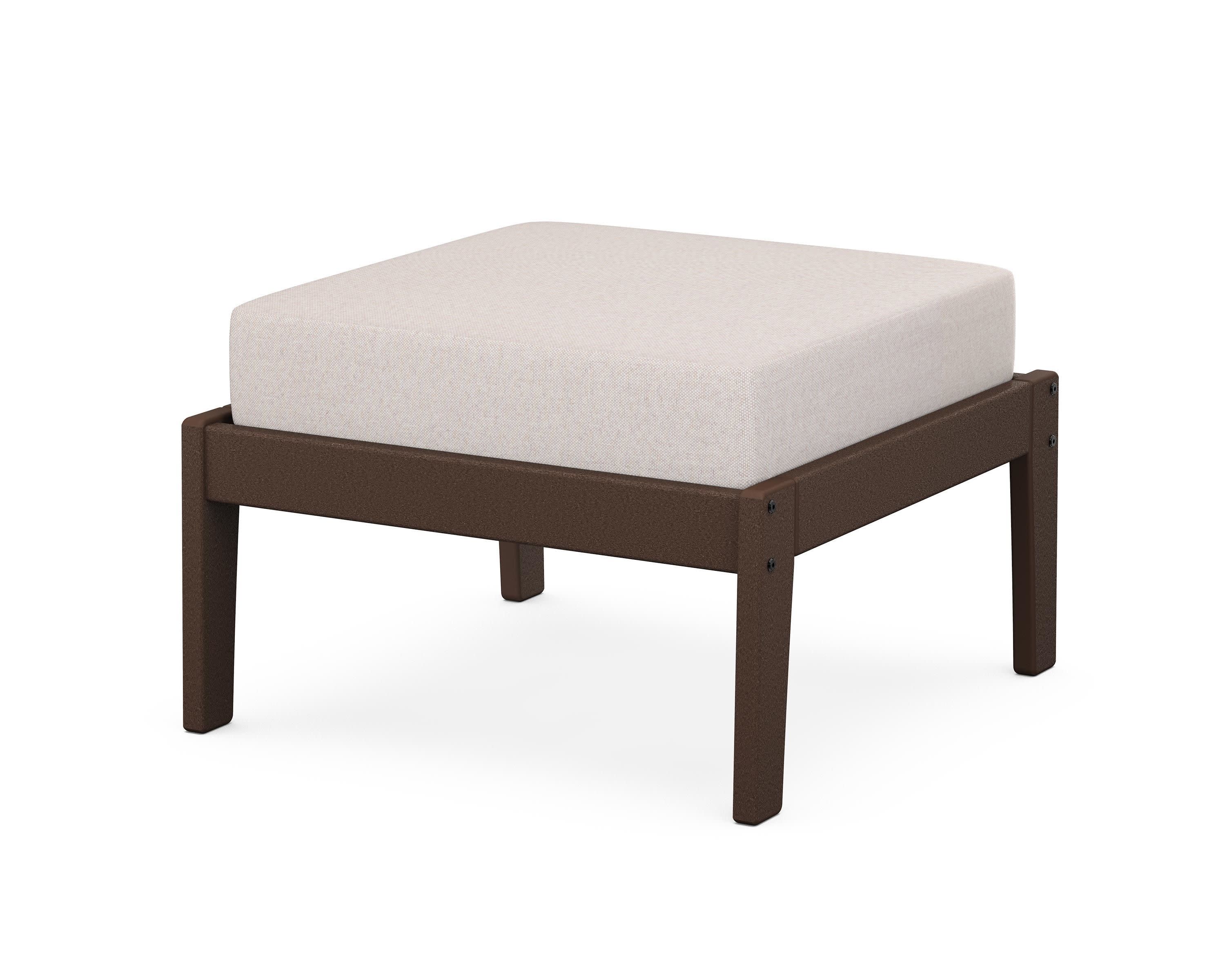 Deep Seating Ottoman in Mahogany / Dune Burlap