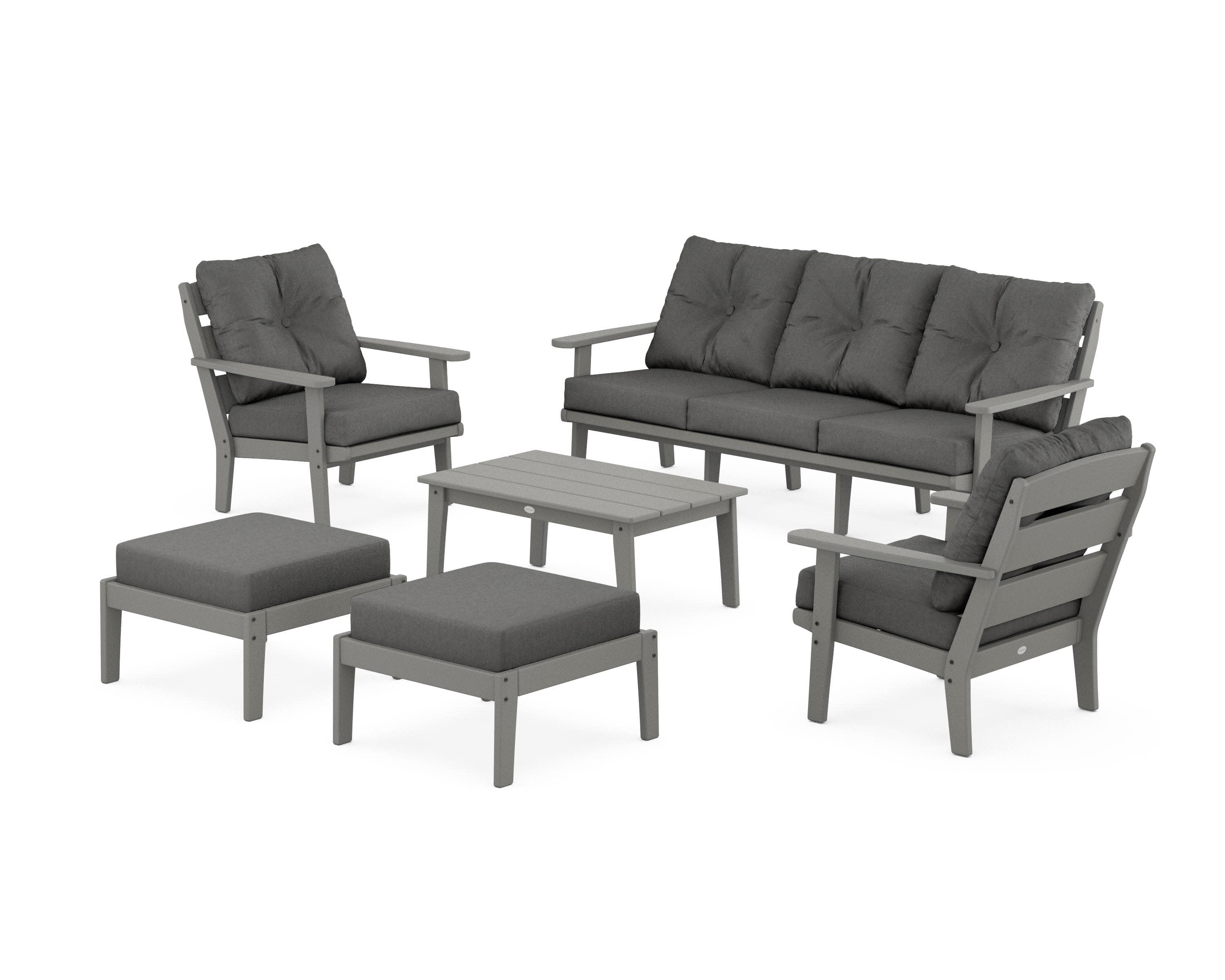 Lakeside 6-Piece Lounge Sofa Set in Slate Grey / Spectrum Carbon