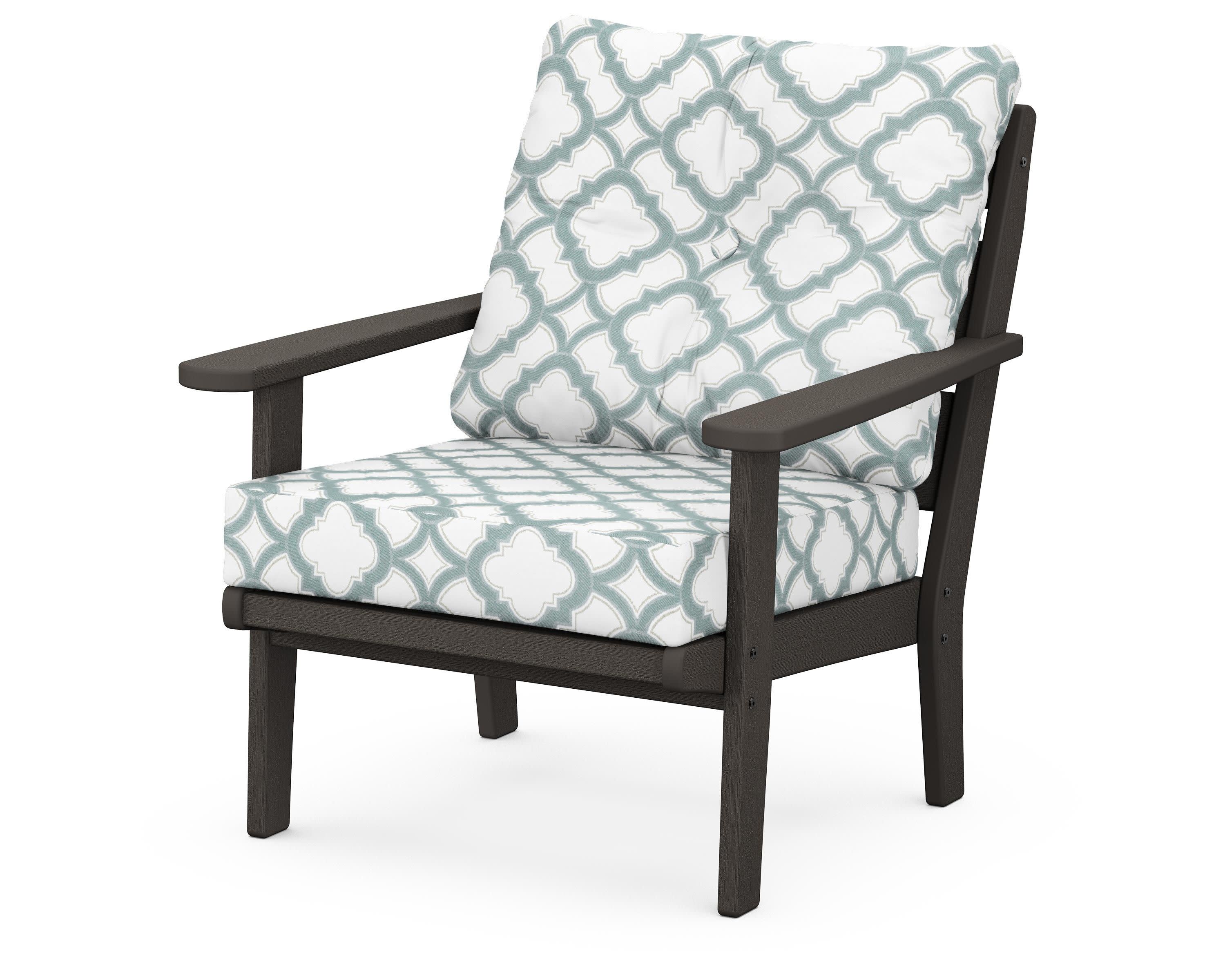 Lakeside Deep Seating Chair in Vintage Coffee / Trellis Glacier Spa