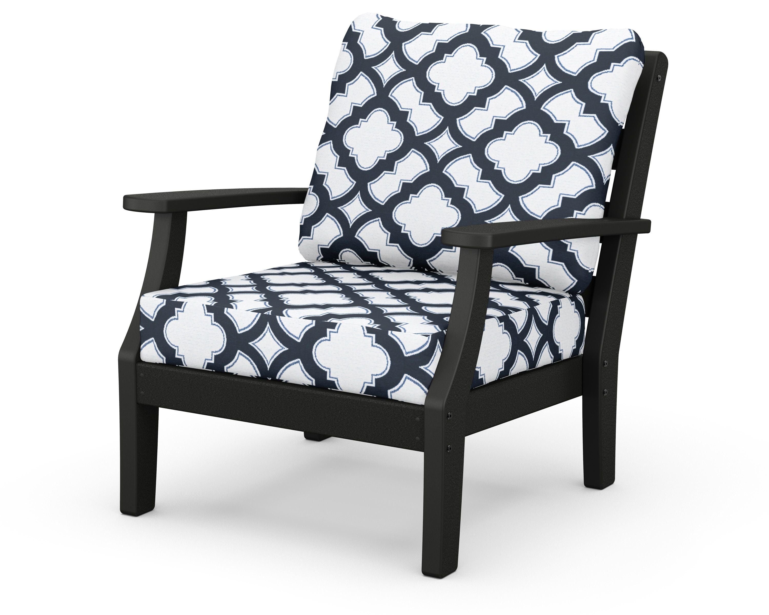 Chesapeake Deep Seating Chair in Black / Trellis Marine Indigo