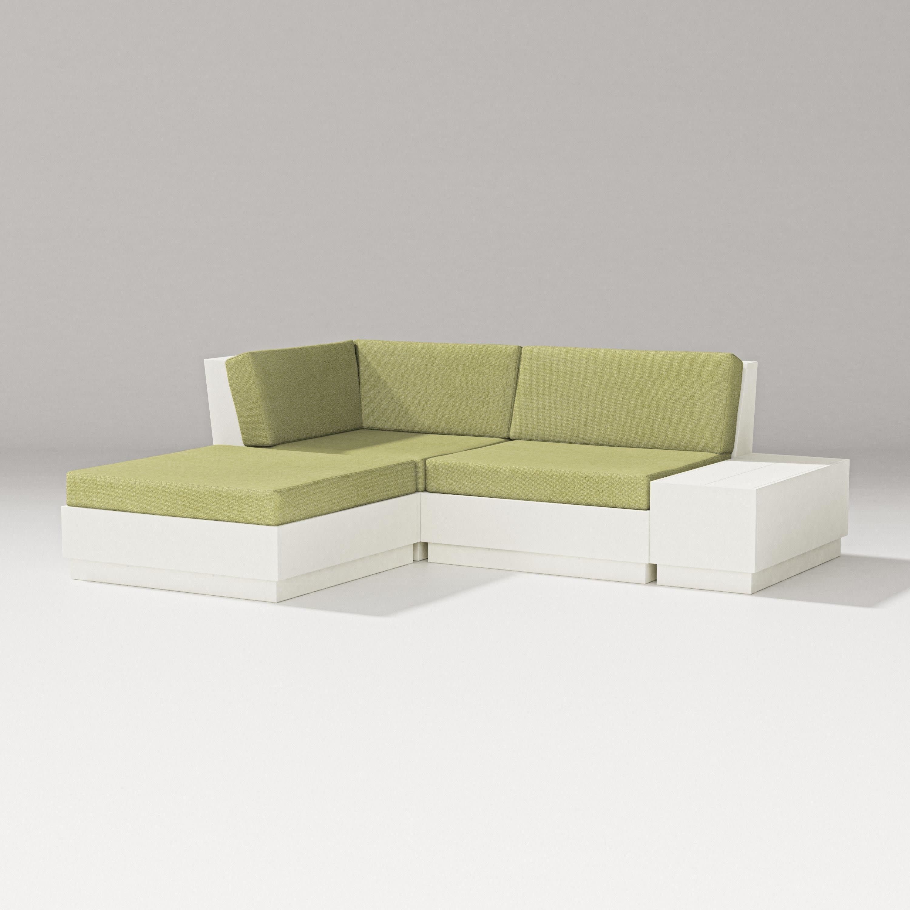 Elevate Loveseat Sectional with Chaise in Vintage White / Chartreuse Boucle