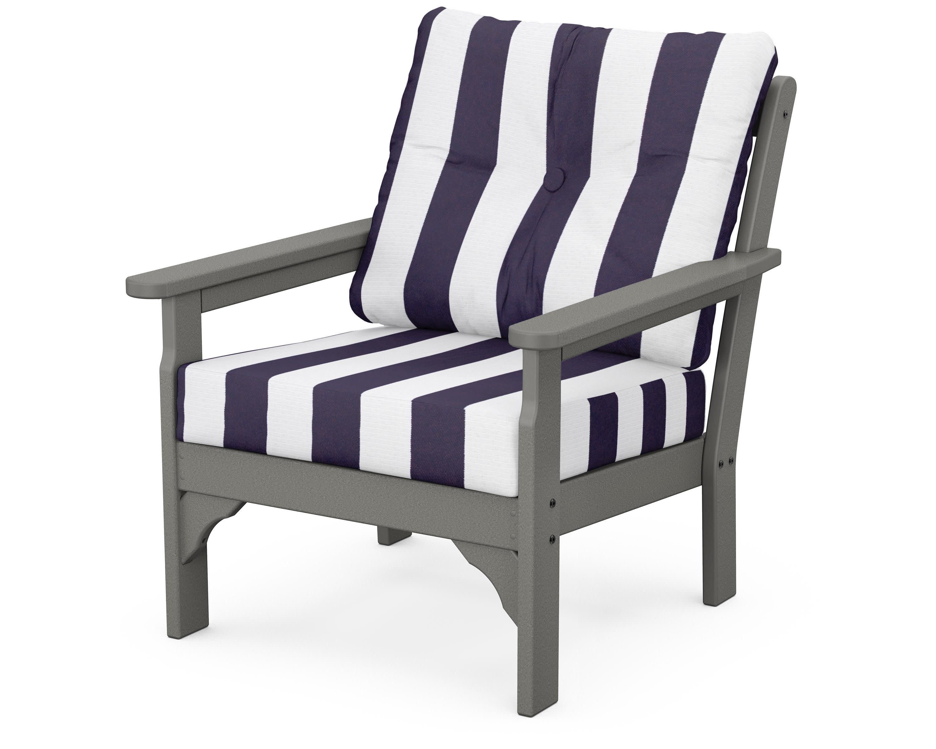 Vineyard Deep Seating Chair in Slate Grey / Cabana Stripe Navy
