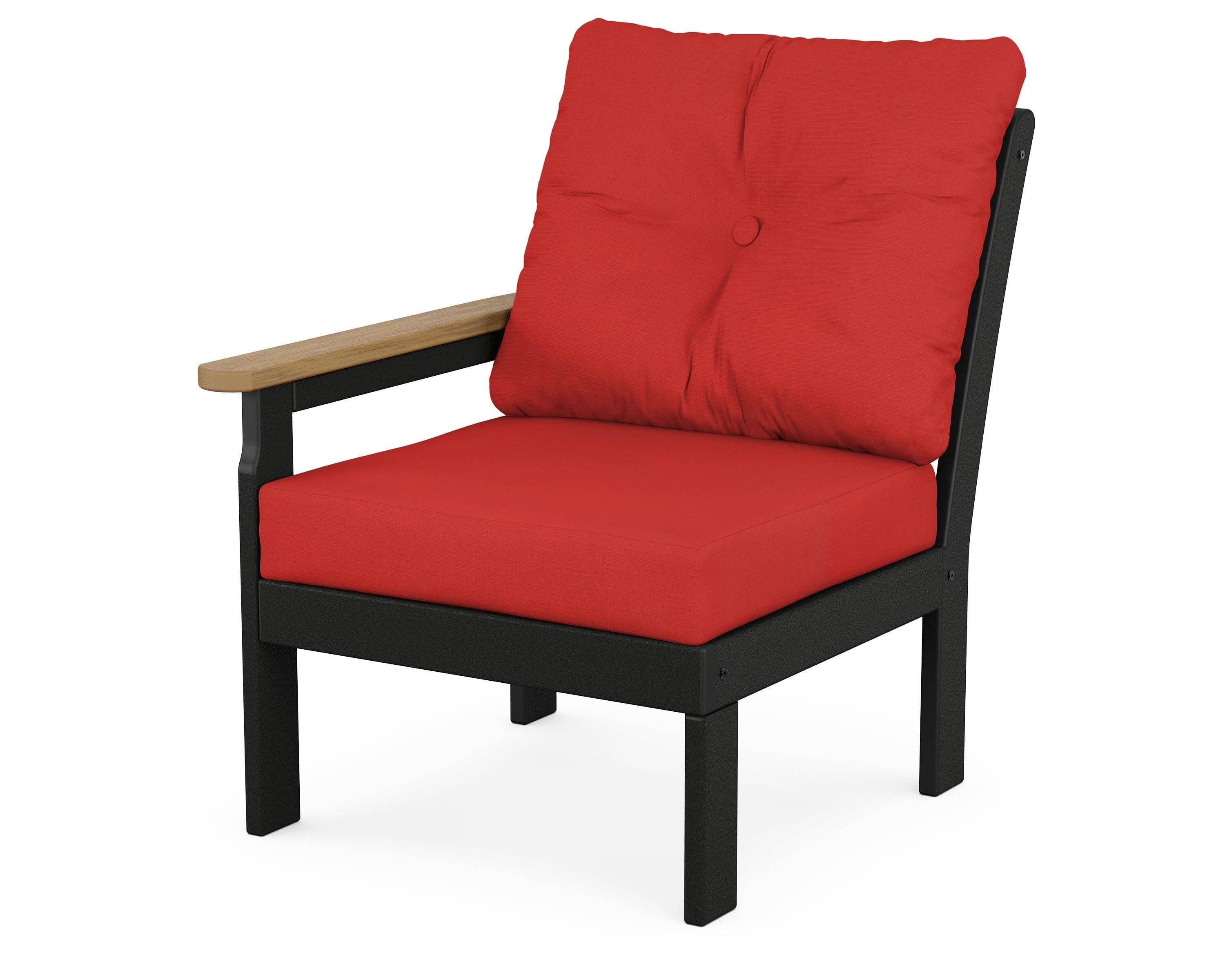 Vineyard Modular Left Arm Chair in Black / Natural / Crimson Linen