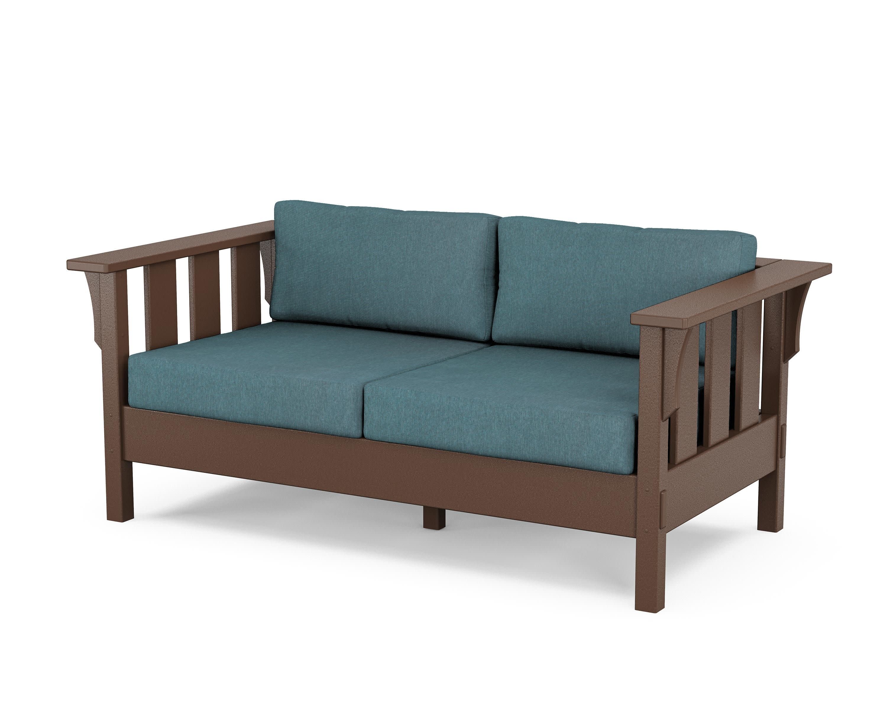 Acadia Deep Seating Loveseat in Mahogany / Ocean Teal