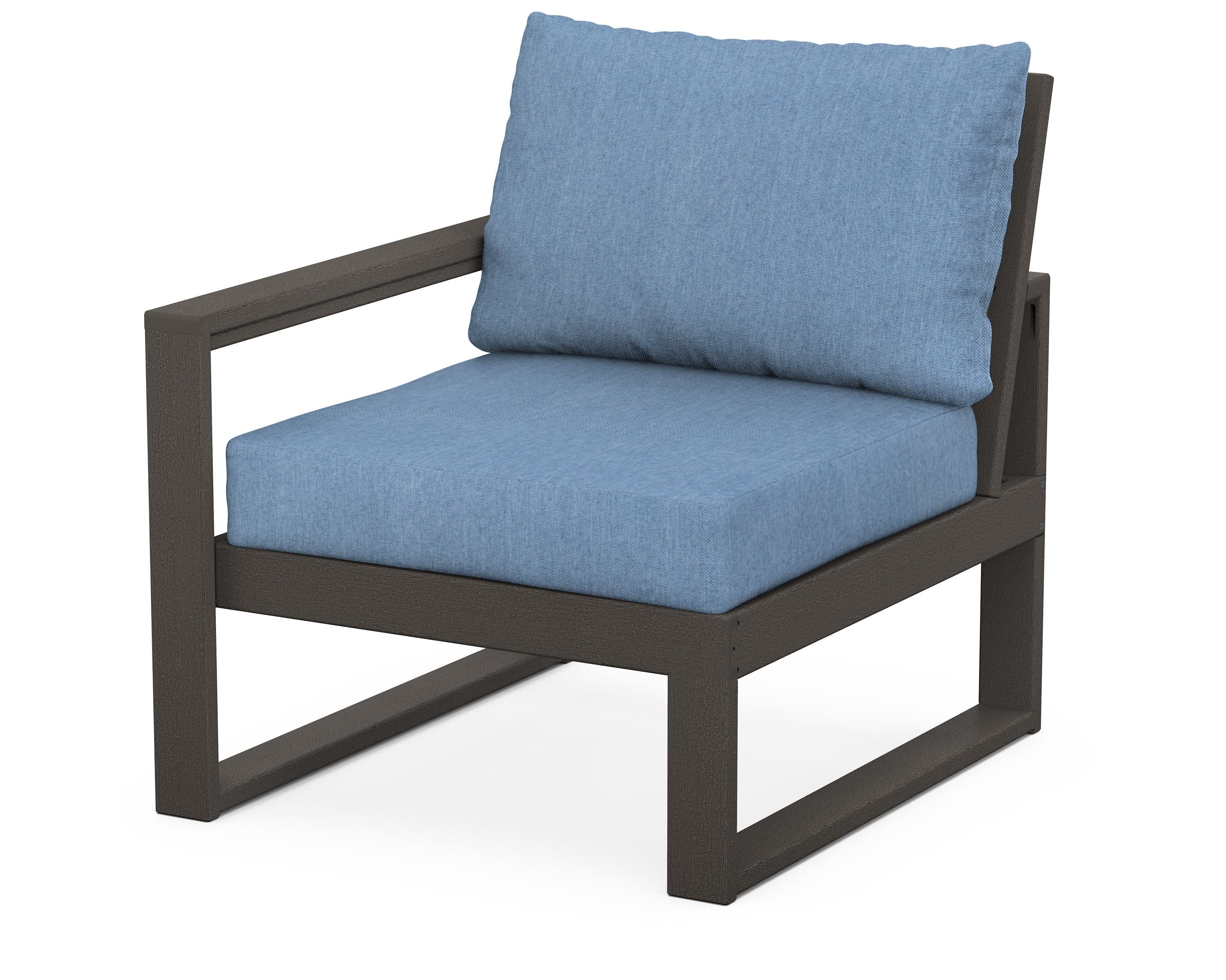 EDGE Modular Left Arm Chair in Vintage Coffee / Sky Blue