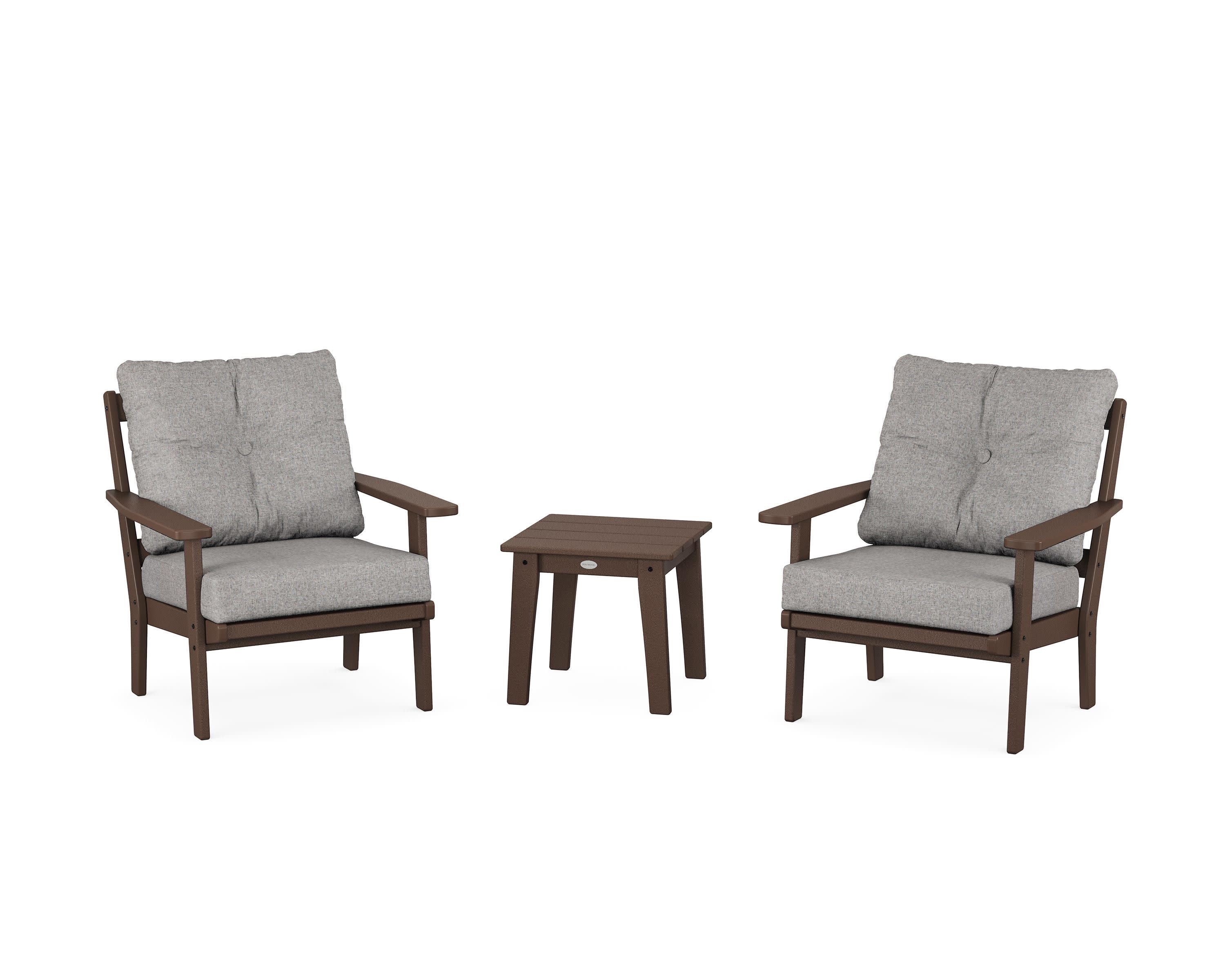 Oxford 3-Piece Deep Seating Set in Mahogany / Grey Mist