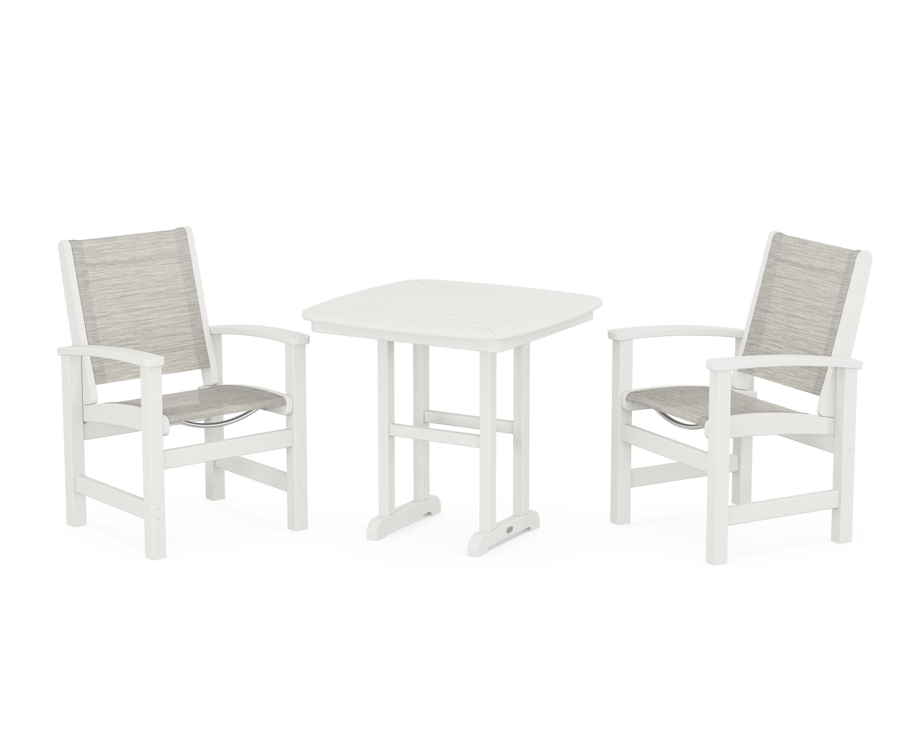Coastal 3-Piece Dining Set in Vintage White / Birch Sling