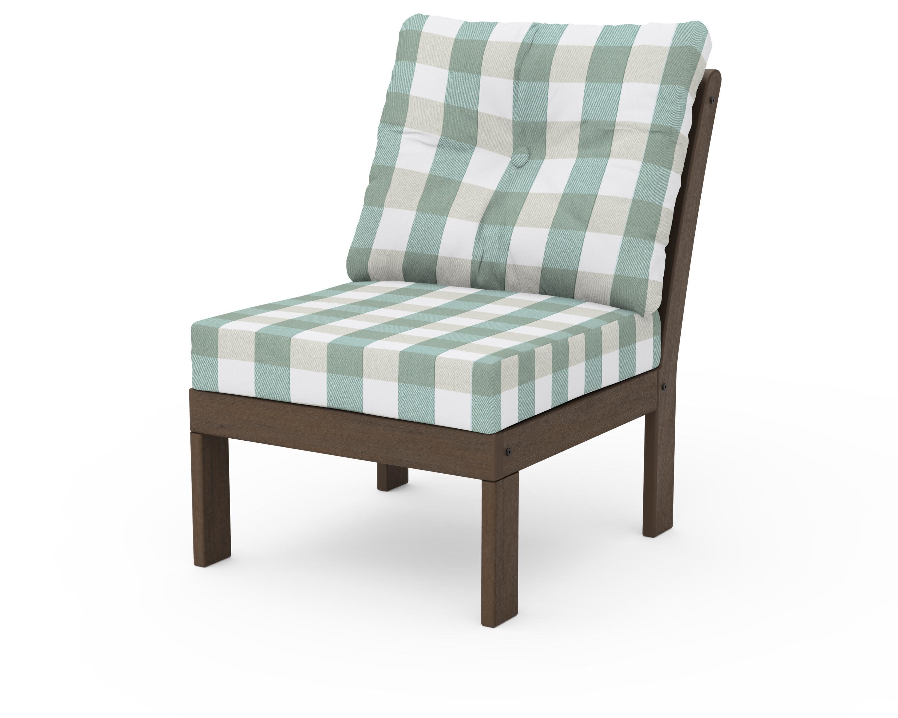 Vineyard Modular Armless Chair in Kona / Buffalo Plaid Glacier Spa