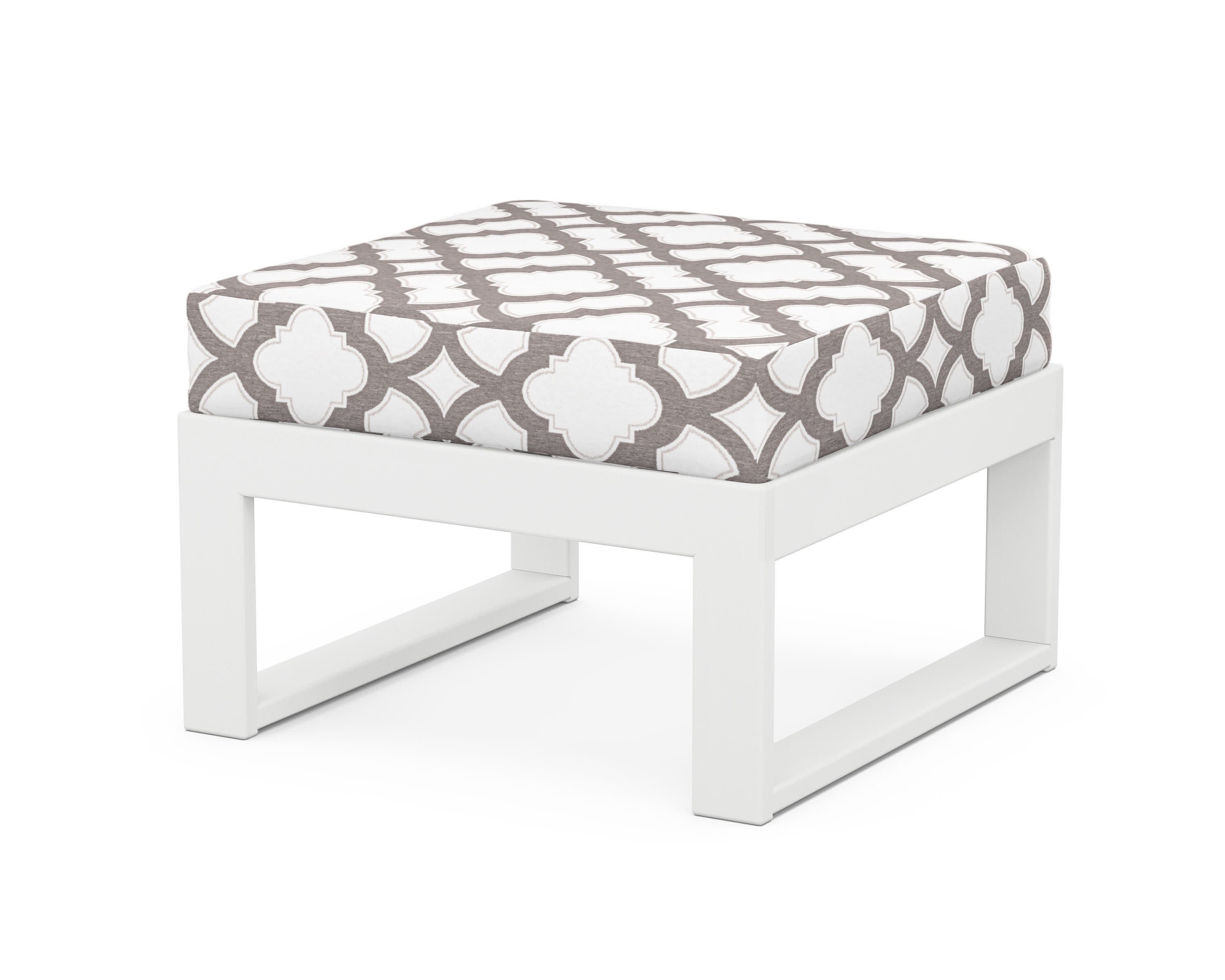 Modular Ottoman - Modern in White / Trellis Grey Mist
