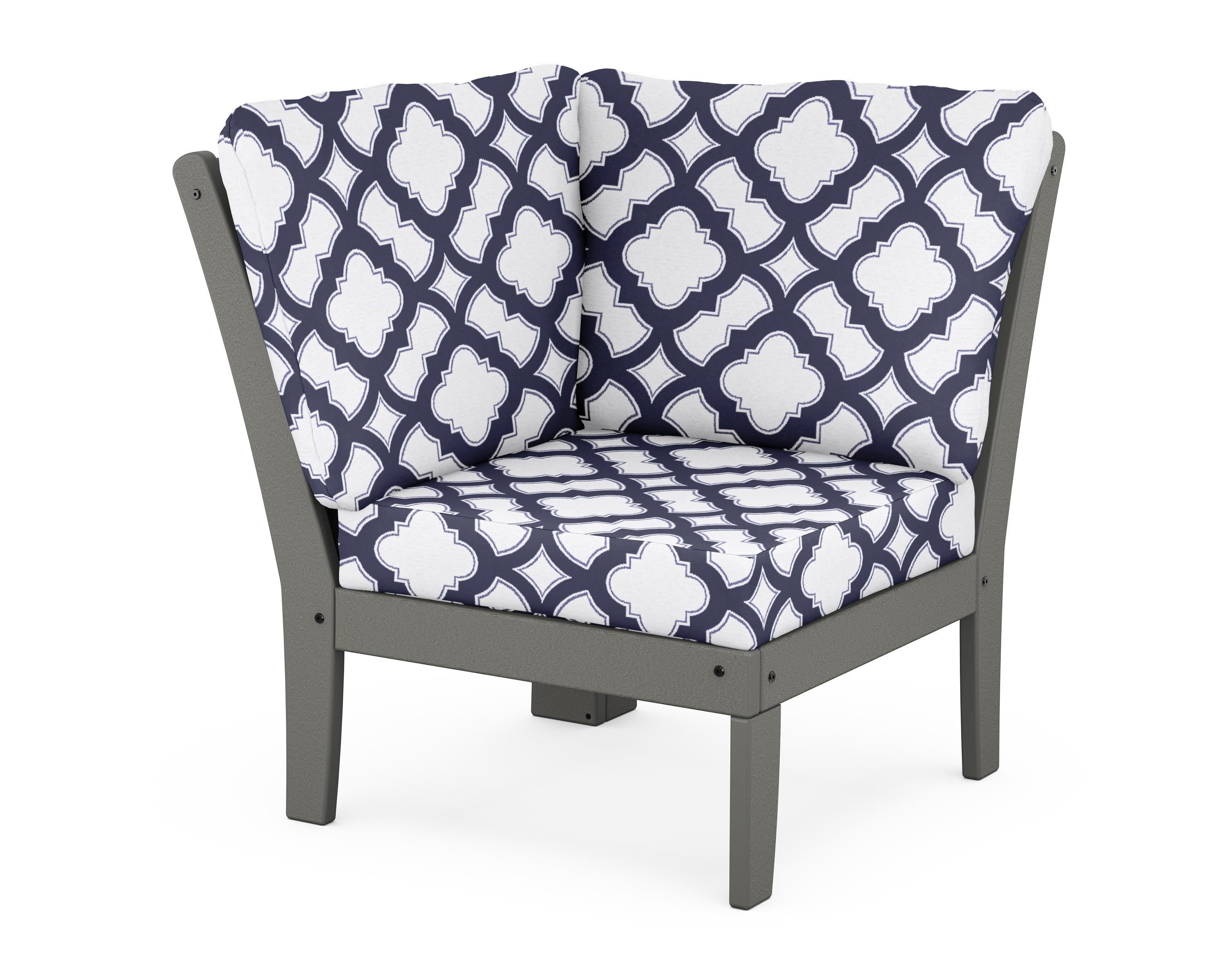 Braxton Modular Corner Chair in Slate Grey / Trellis Navy
