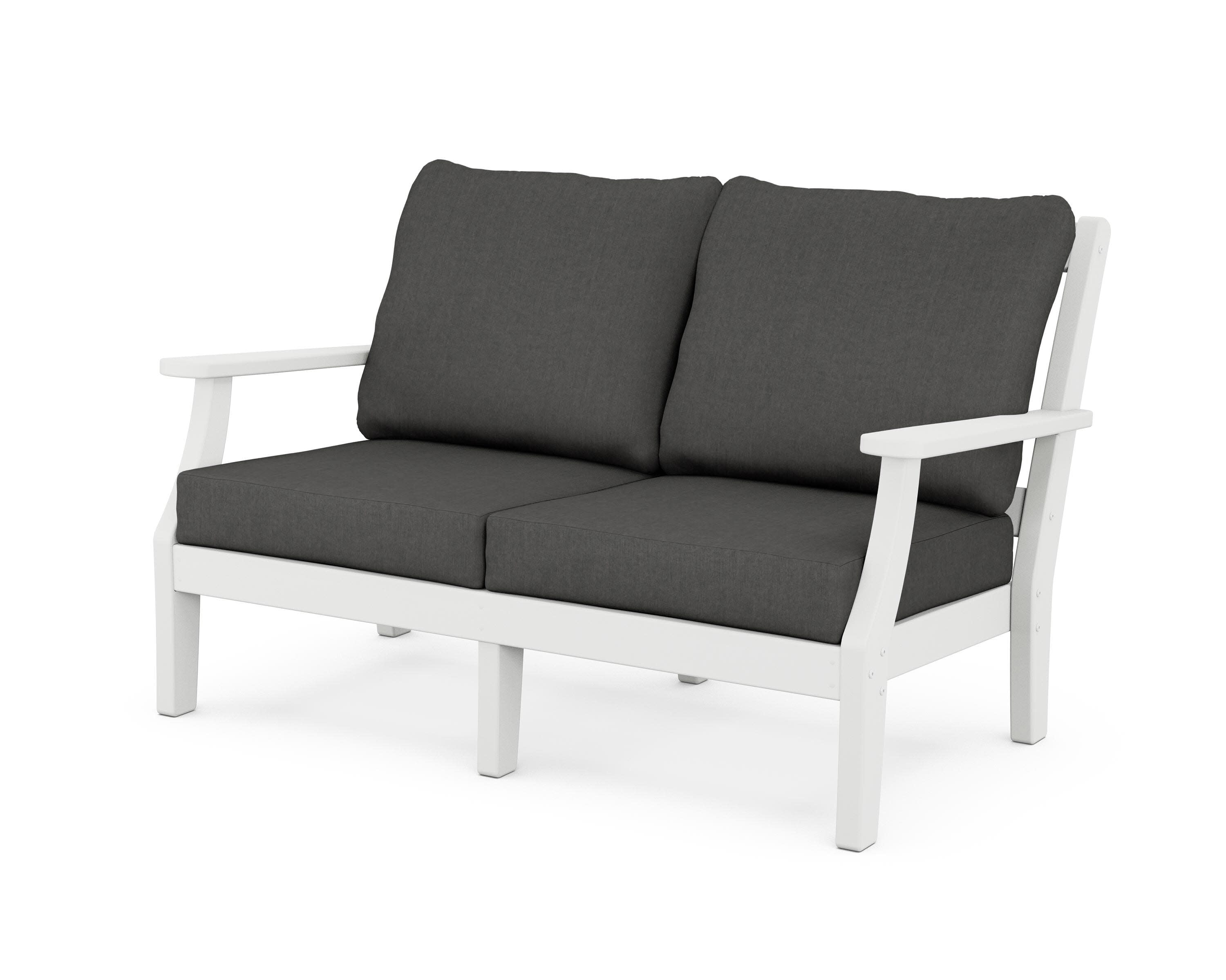 Chinoiserie Deep Seating Loveseat in White / Spectrum Carbon