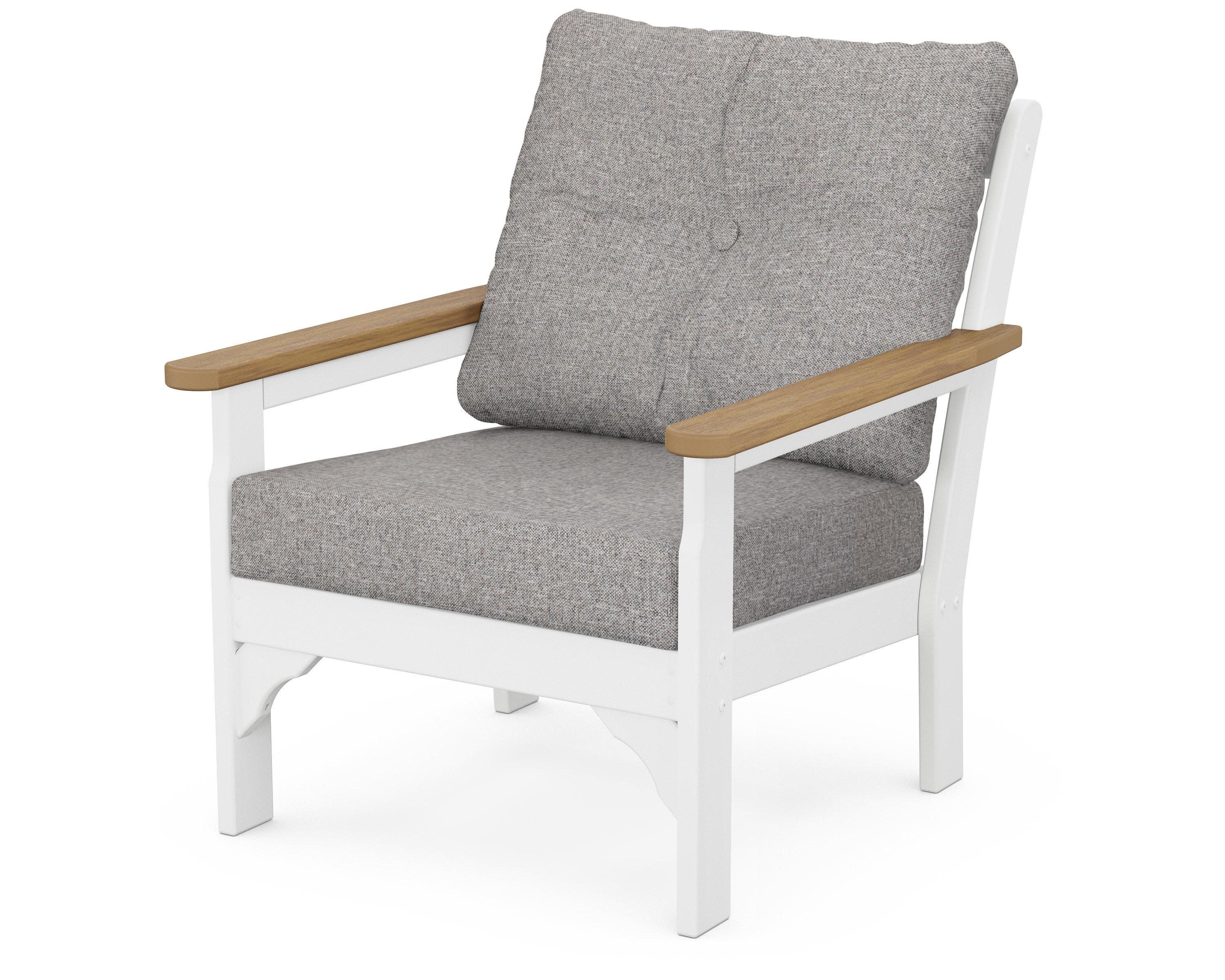 Vineyard Deep Seating Chair in White / Natural / Grey Mist