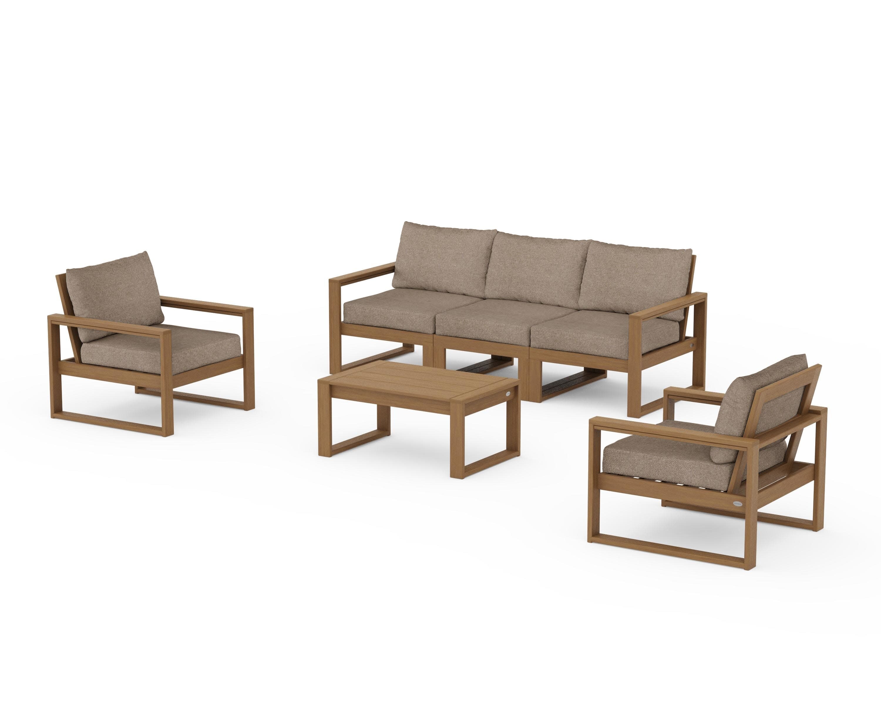 EDGE Sectional 4-Piece Deep Seating Set with Sofa in Natural / Spiced Burlap