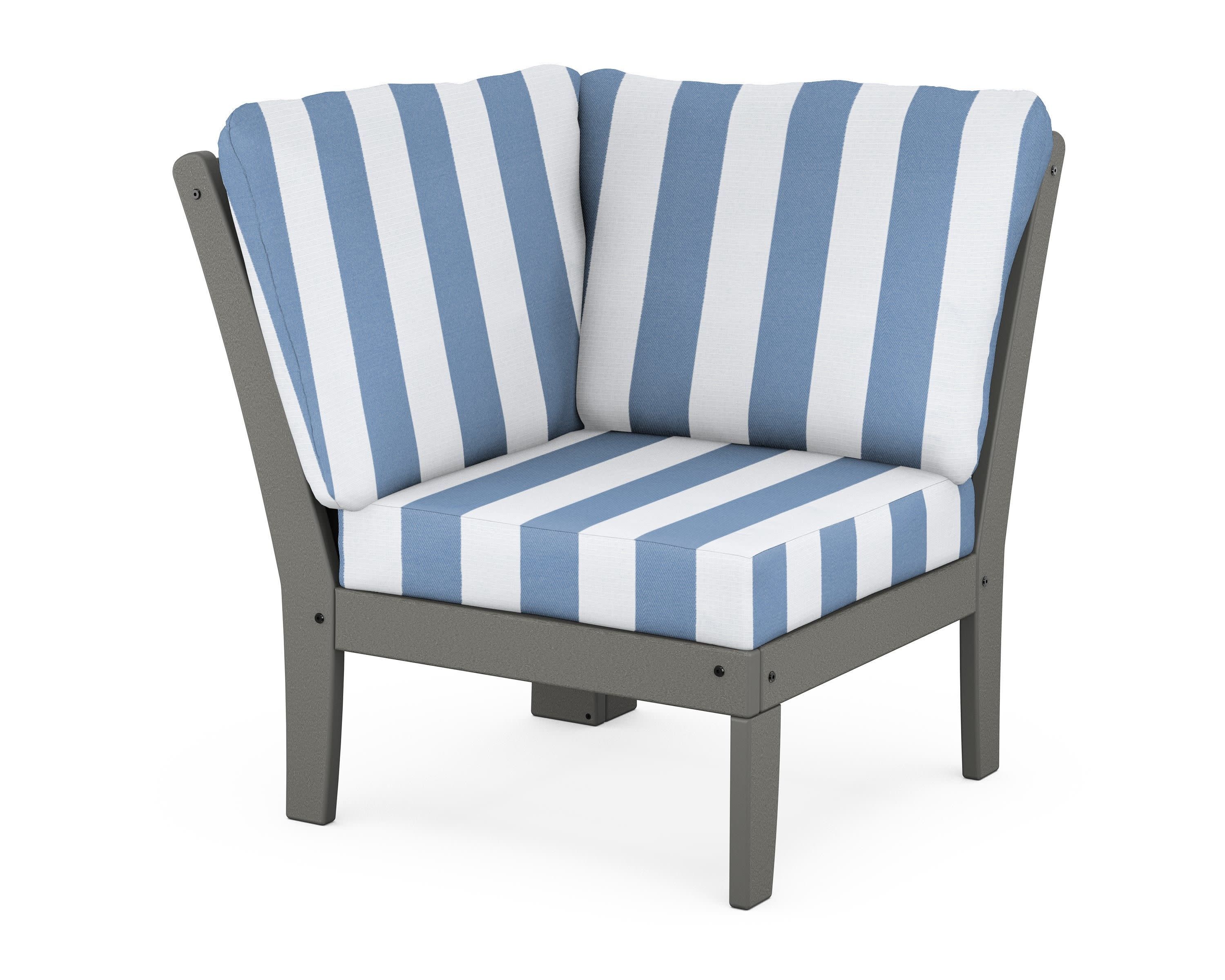 Braxton Modular Corner Chair in Slate Grey / Cabana Stripe Sky Blue