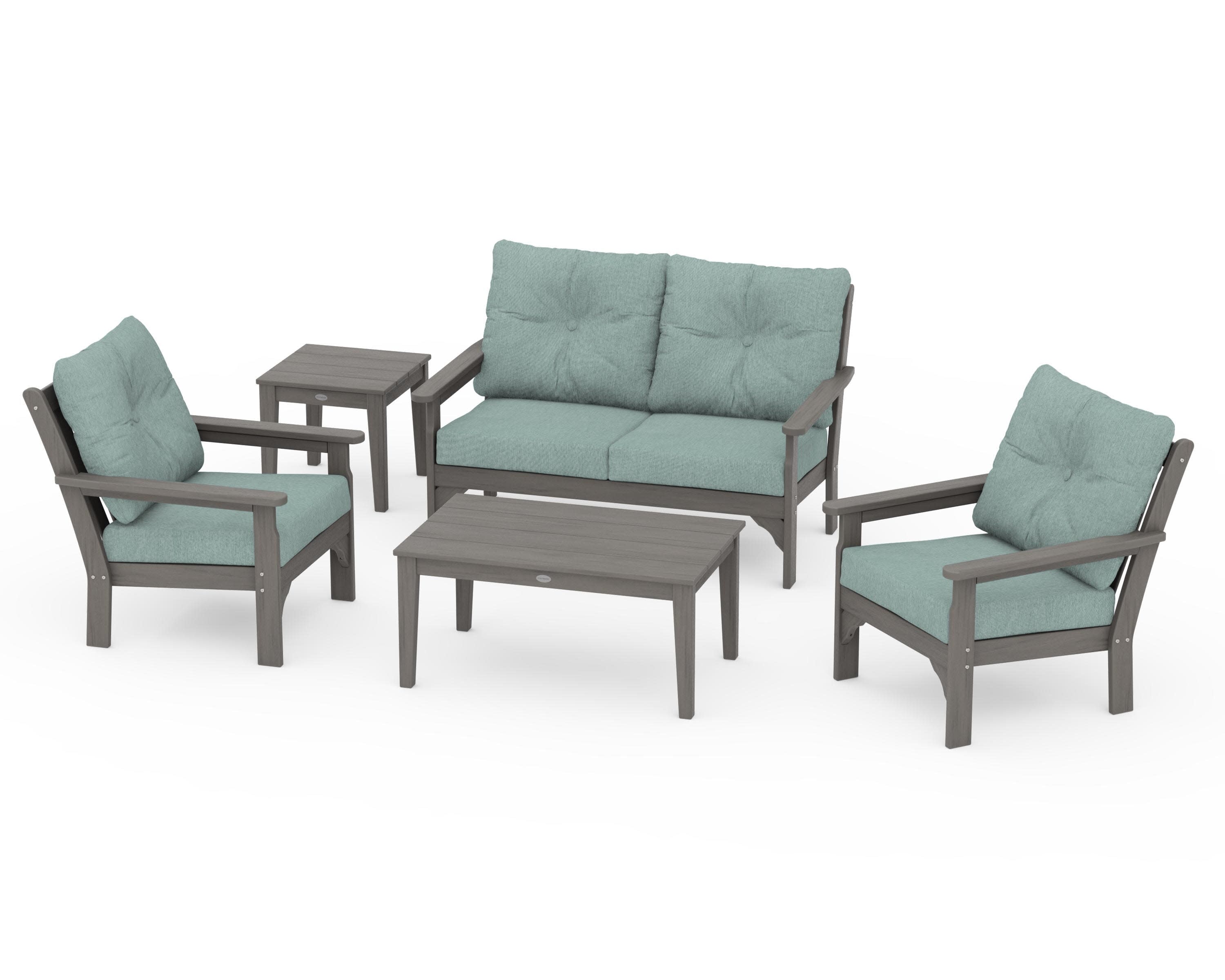 Vineyard 5-Piece Deep Seating Set in Driftwood / Glacier Spa