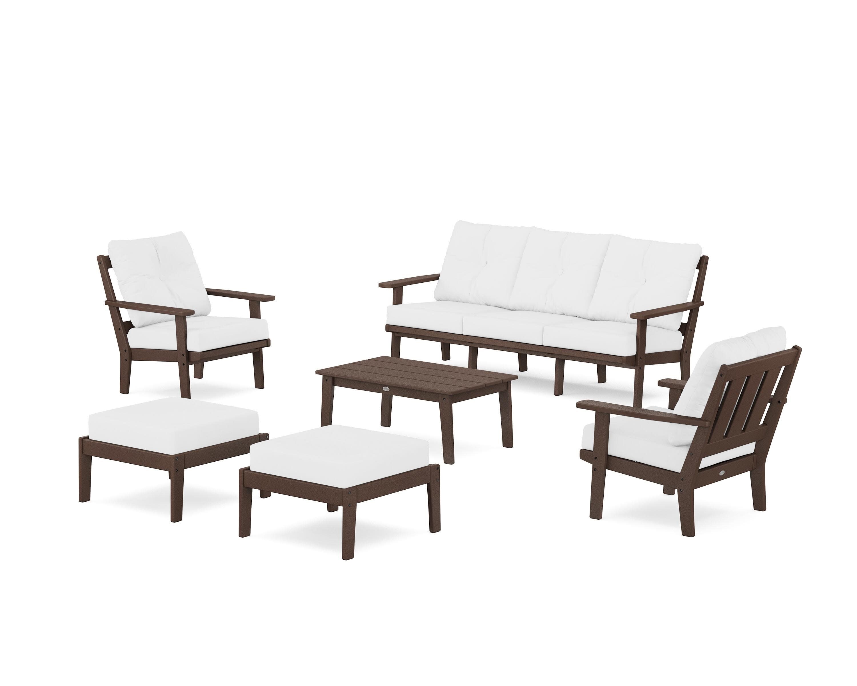 Oxford 6-Piece Lounge Sofa Set in Mahogany / Natural