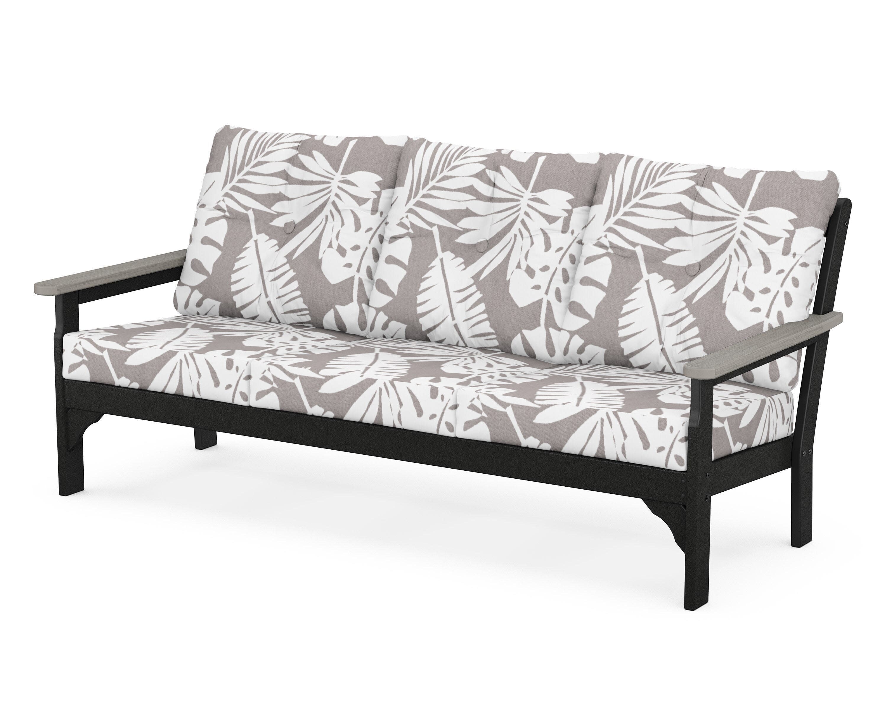 Vineyard Deep Seating Sofa in Black / Driftwood / Leaf Grey Mist