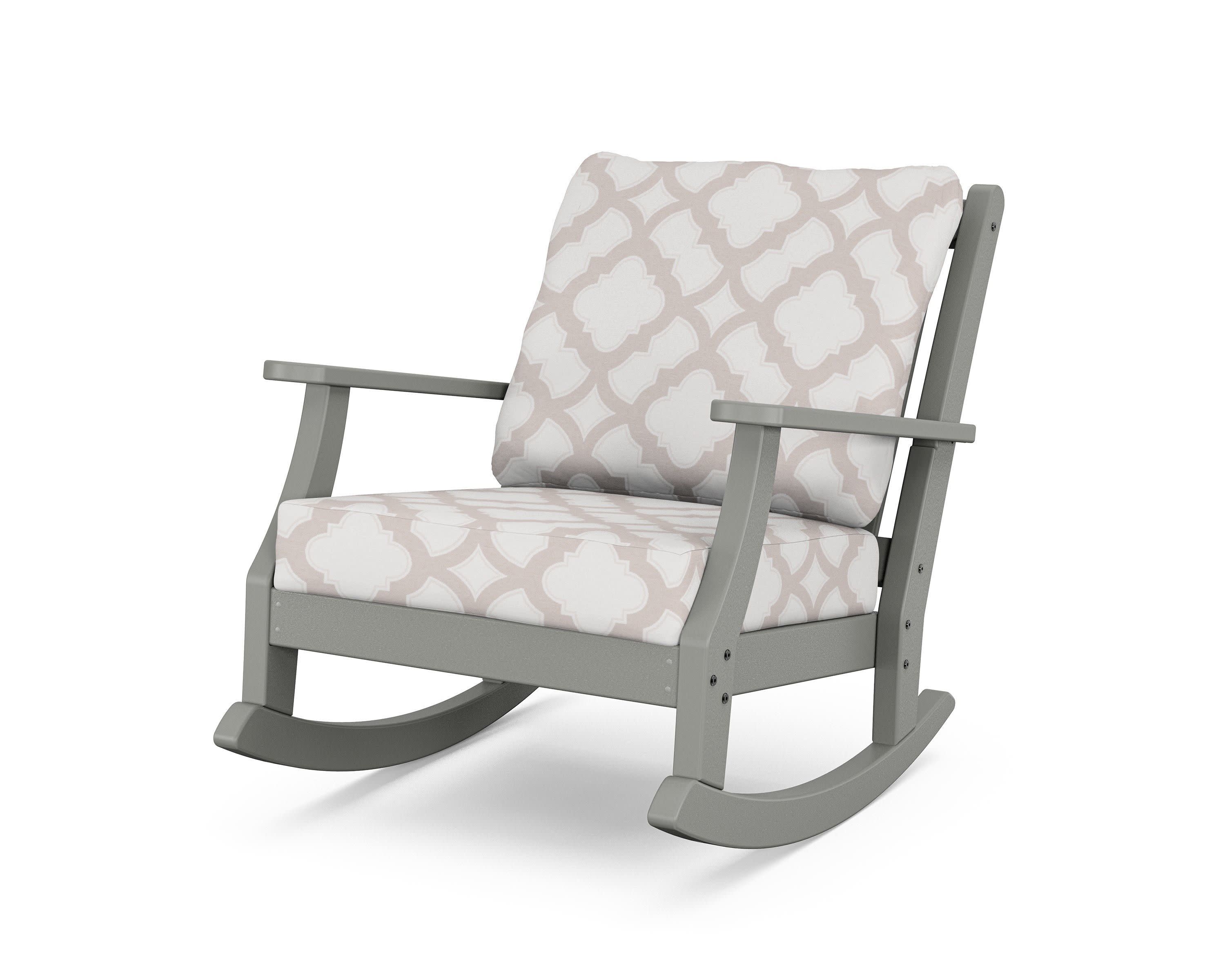 Wovendale Deep Seating Rocking Chair in Slate Grey / Trellis Dune Burlap