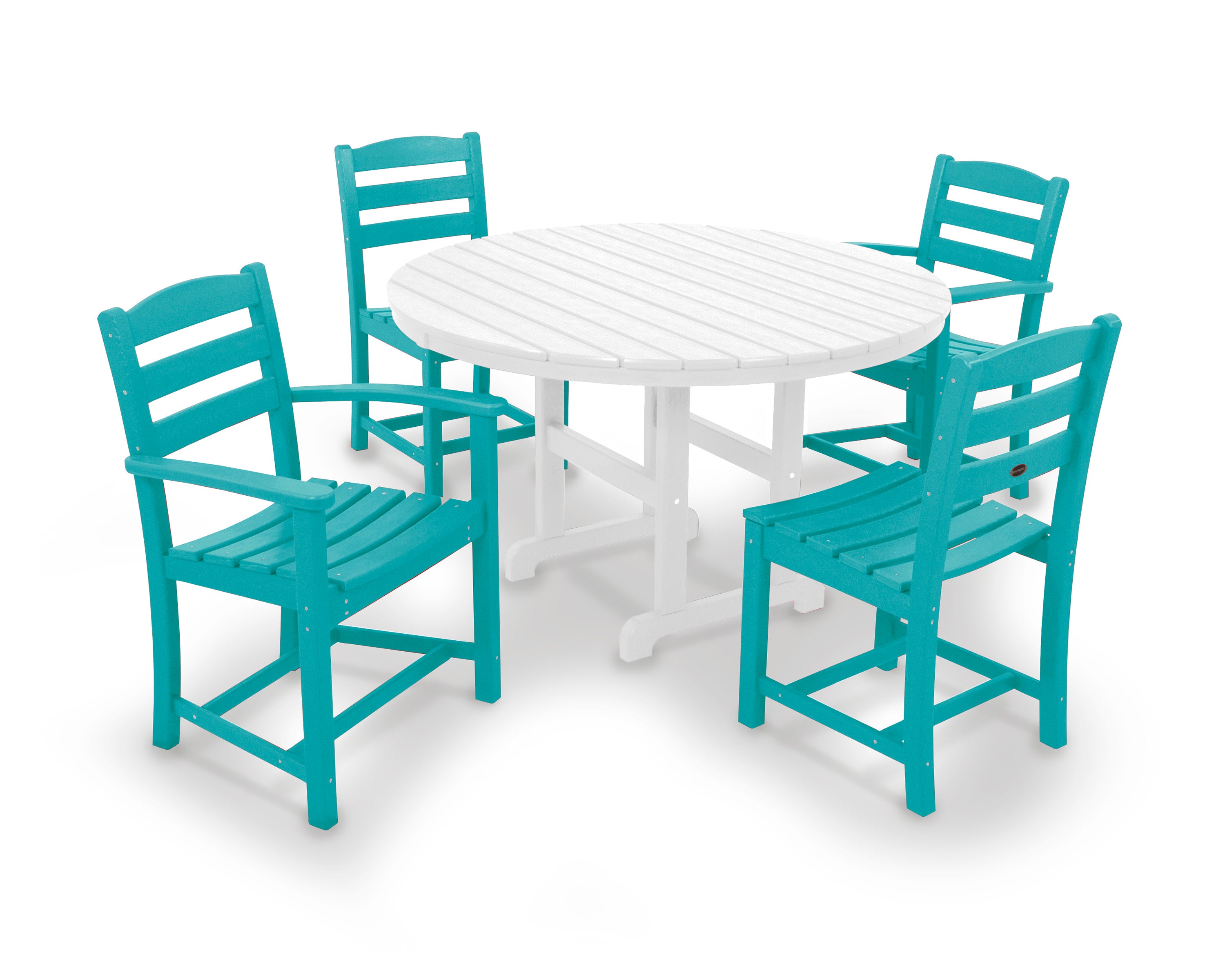 La Casa Caf 5-Piece Round Farmhouse Dining Set in Aruba / White