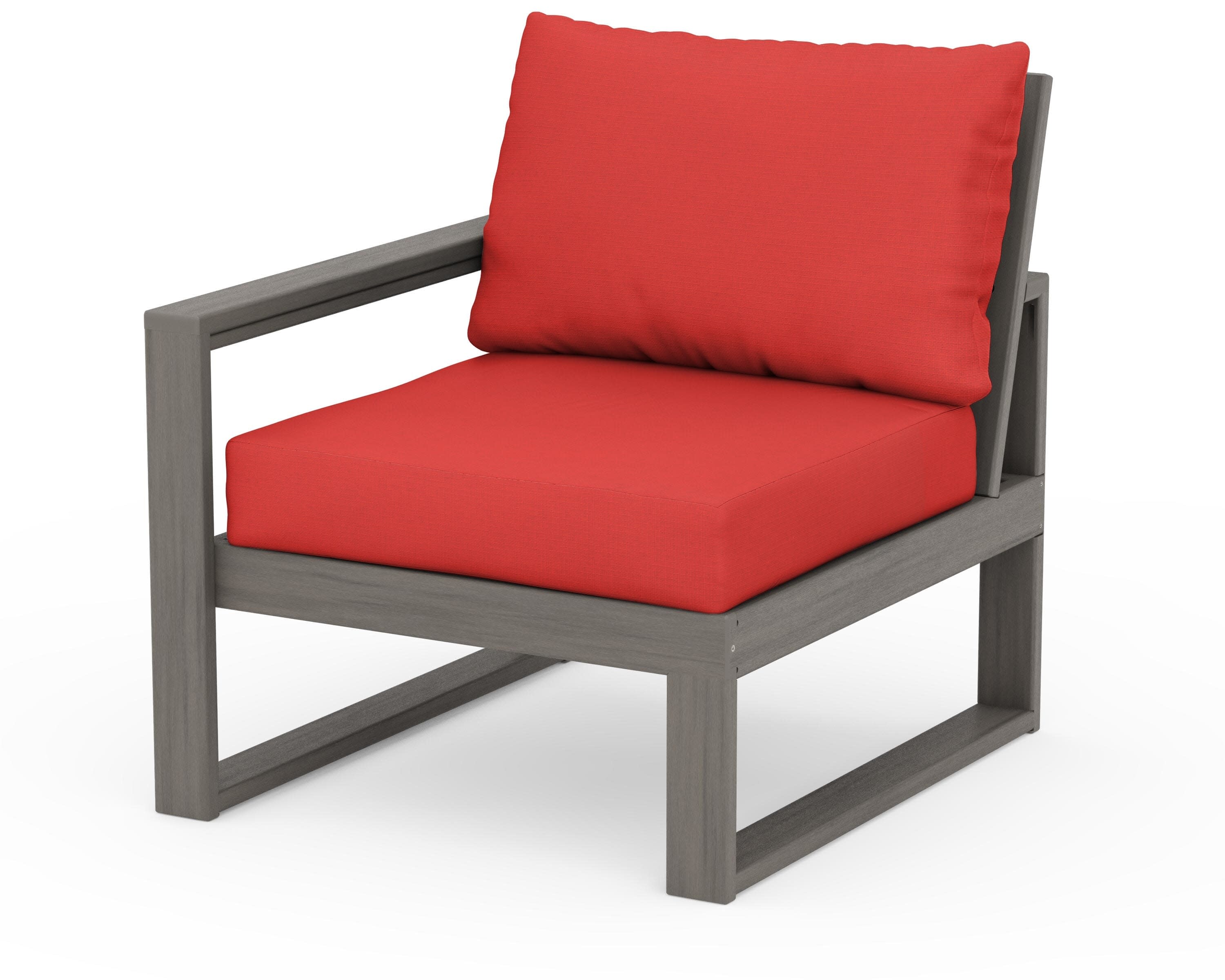EDGE Modular Left Arm Chair in Driftwood / Crimson Linen