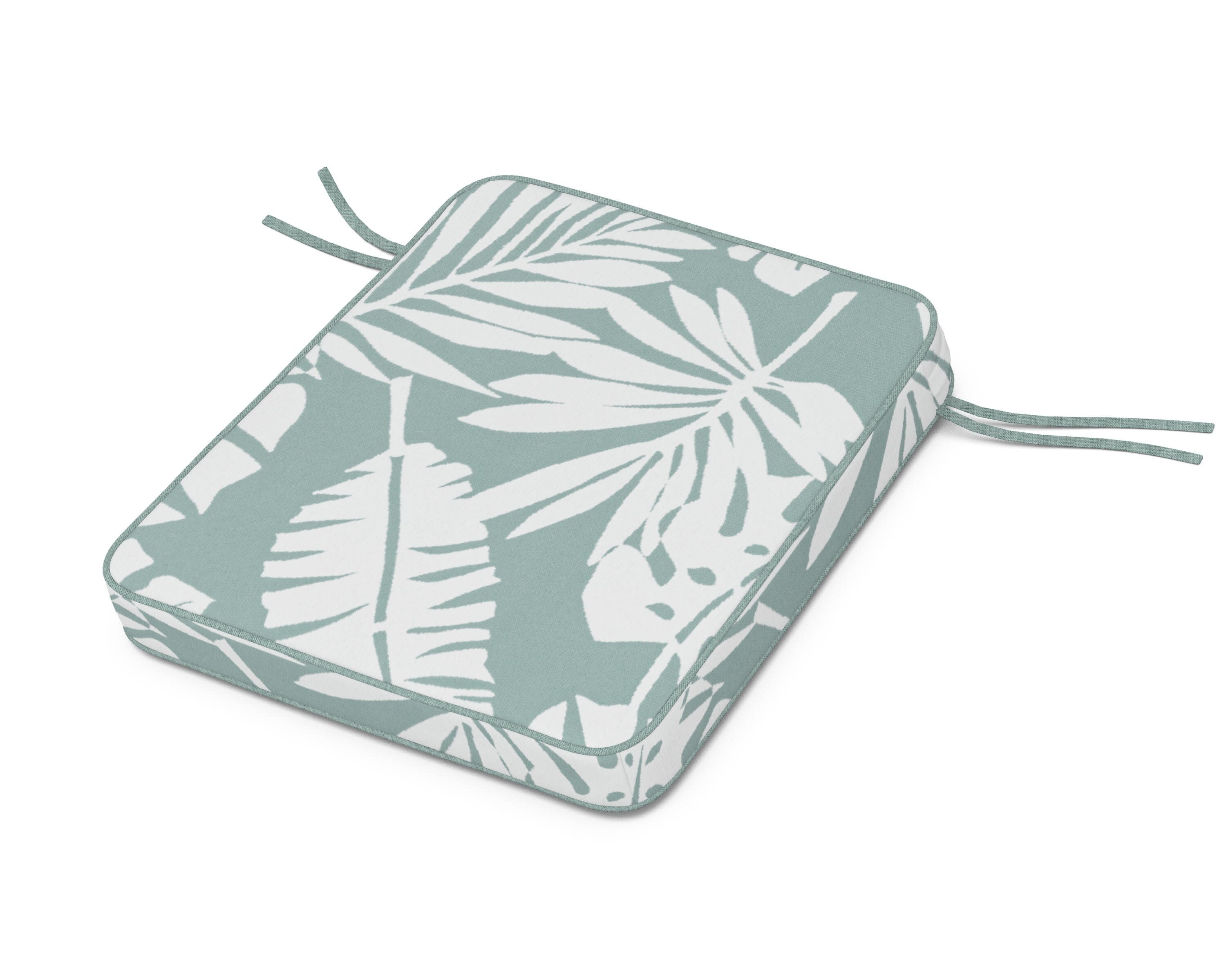 Chinoiserie Rocker Seat Cushion in Leaf Glacier Spa