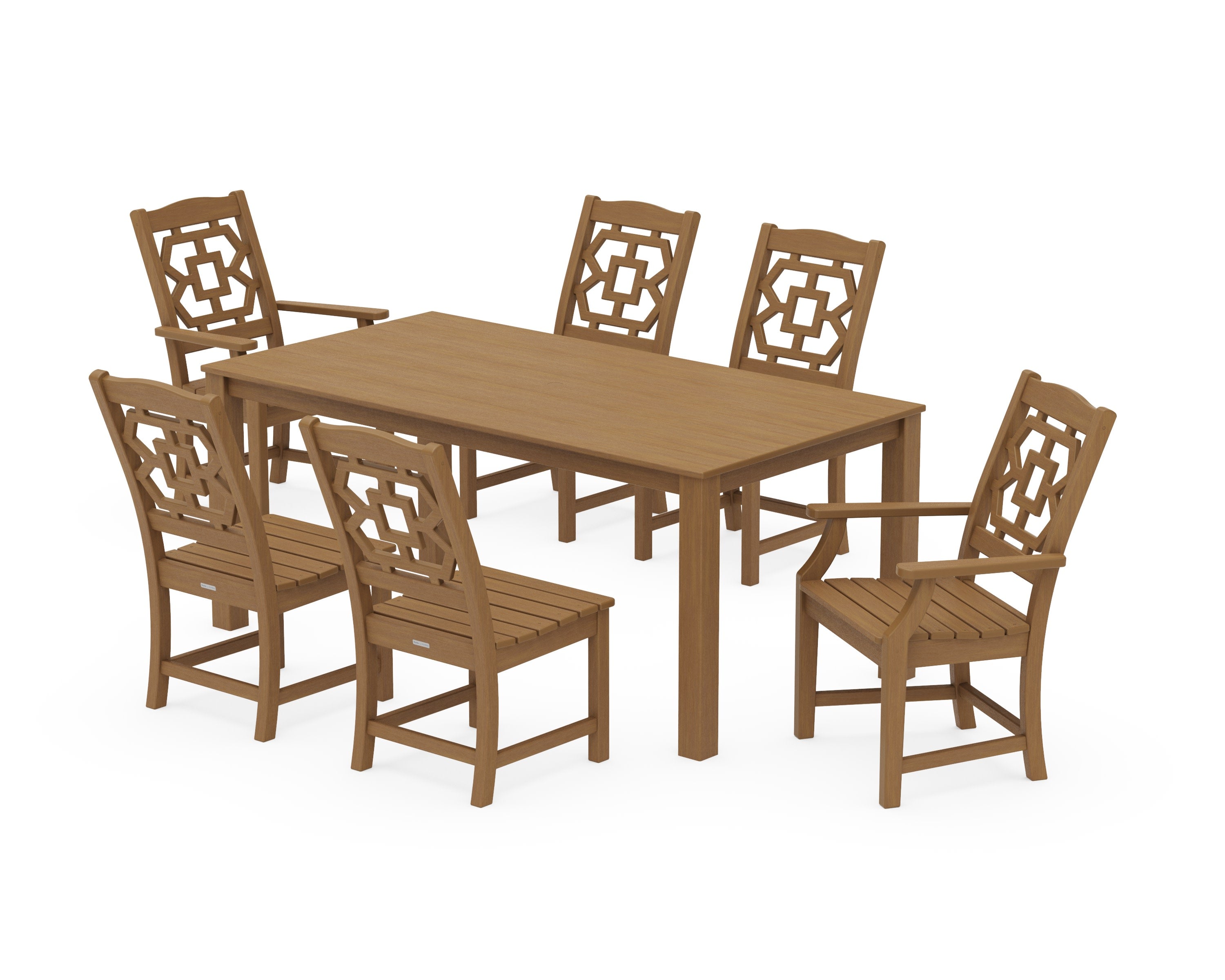 Chinoiserie 7-Piece Parsons Dining Set in Natural