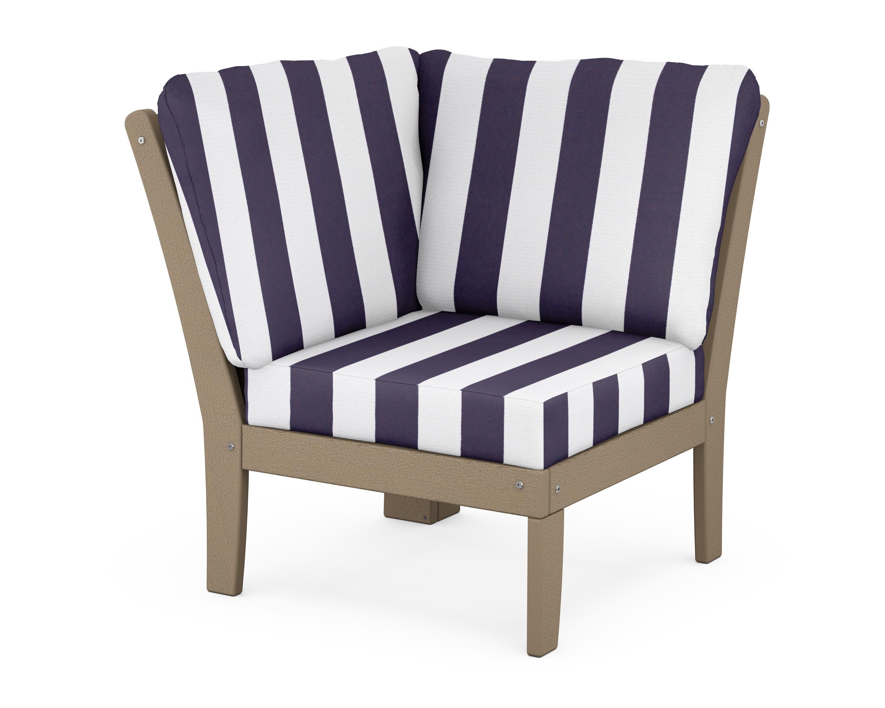 Braxton Modular Corner Chair in Vintage Sahara / Cabana Stripe Navy