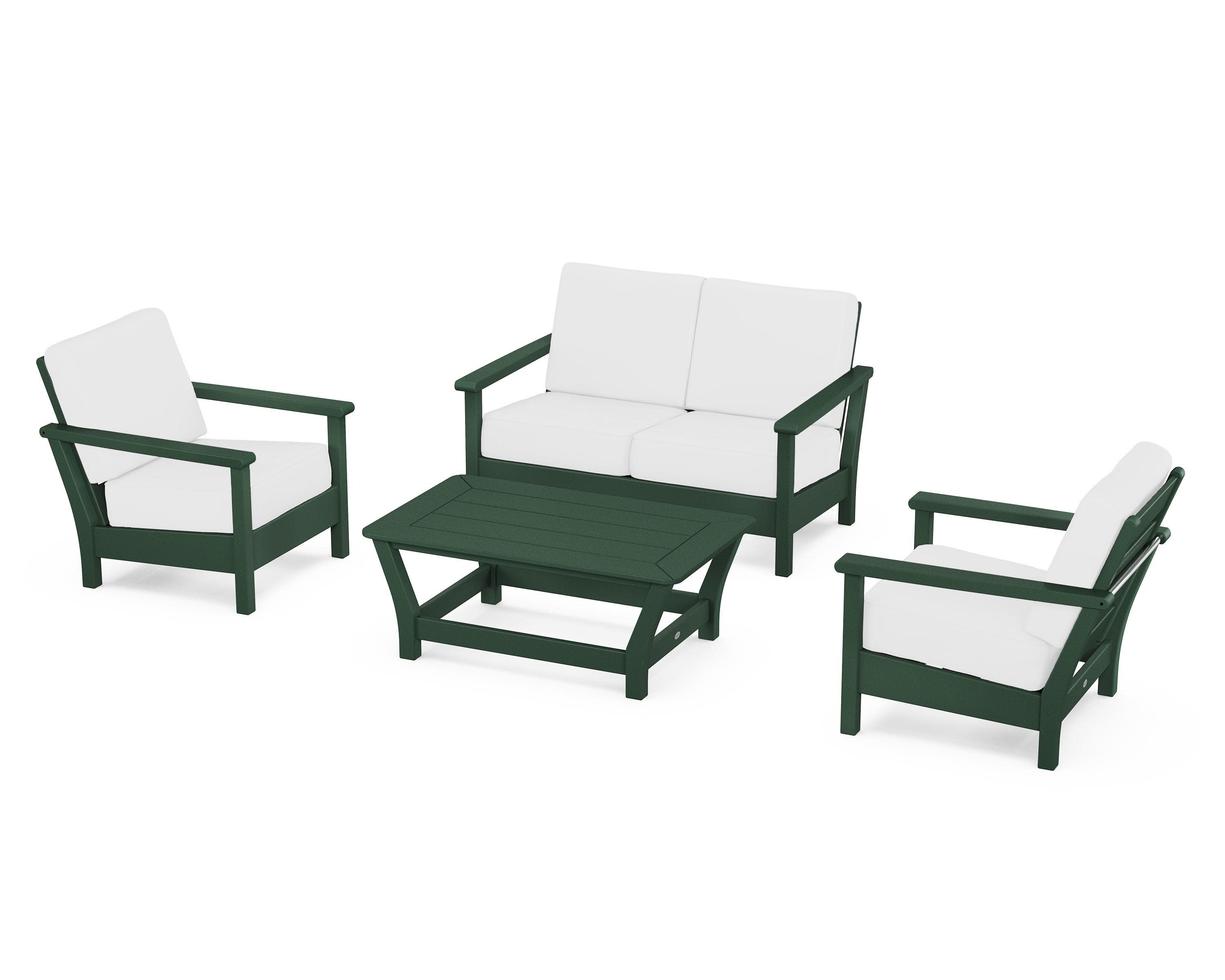 Harbour 4-Piece Deep Seating Set in Green / Natural