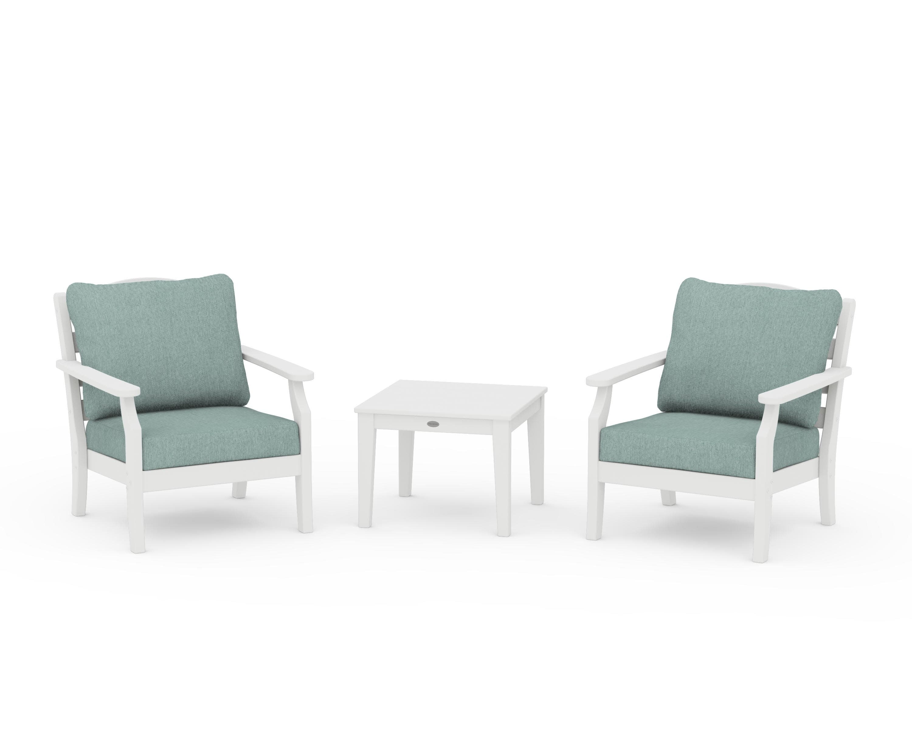 Savannah 3-Piece Deep Seating Set in White / Glacier Spa