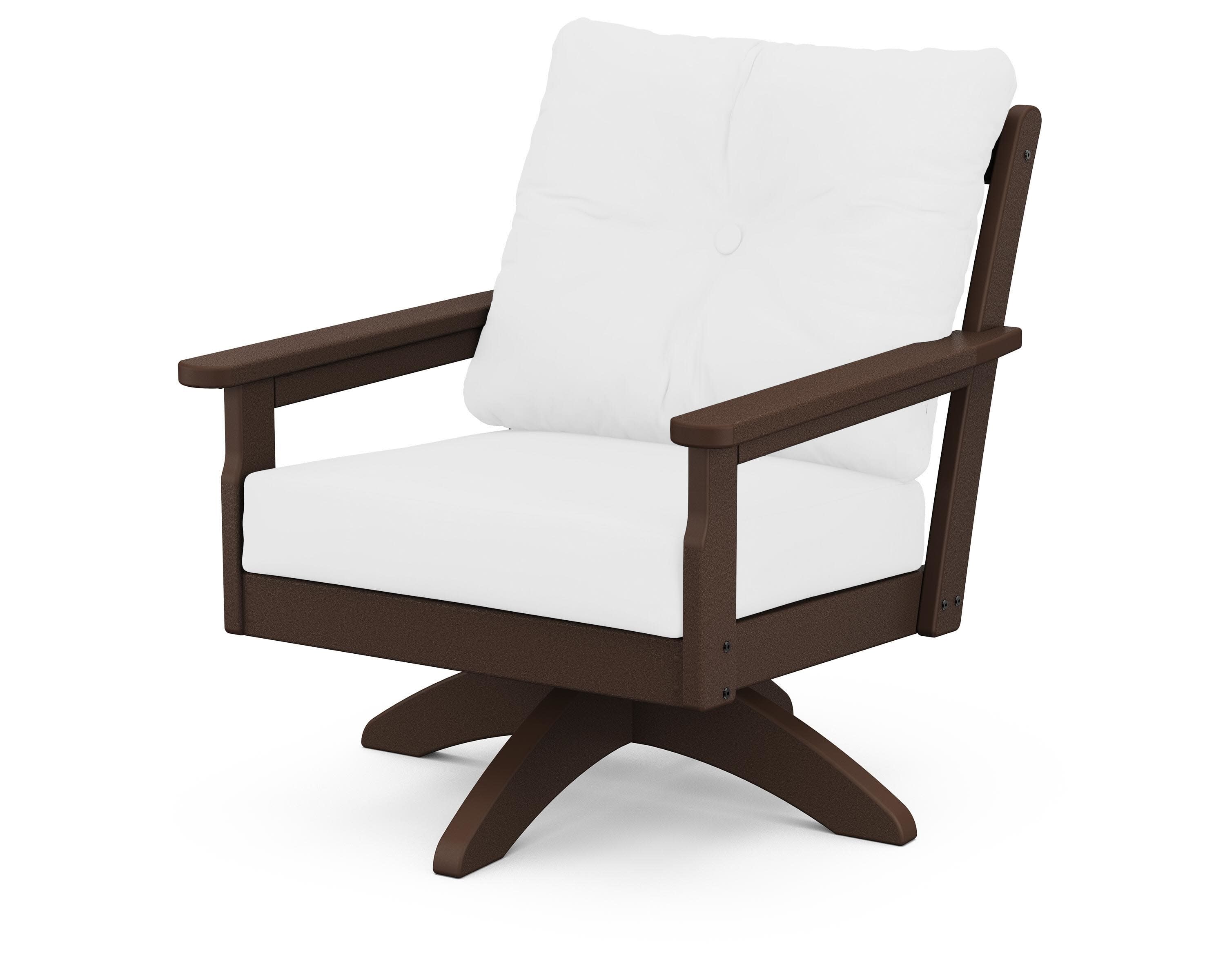 Vineyard Deep Seating Swivel Chair in Mahogany / Natural