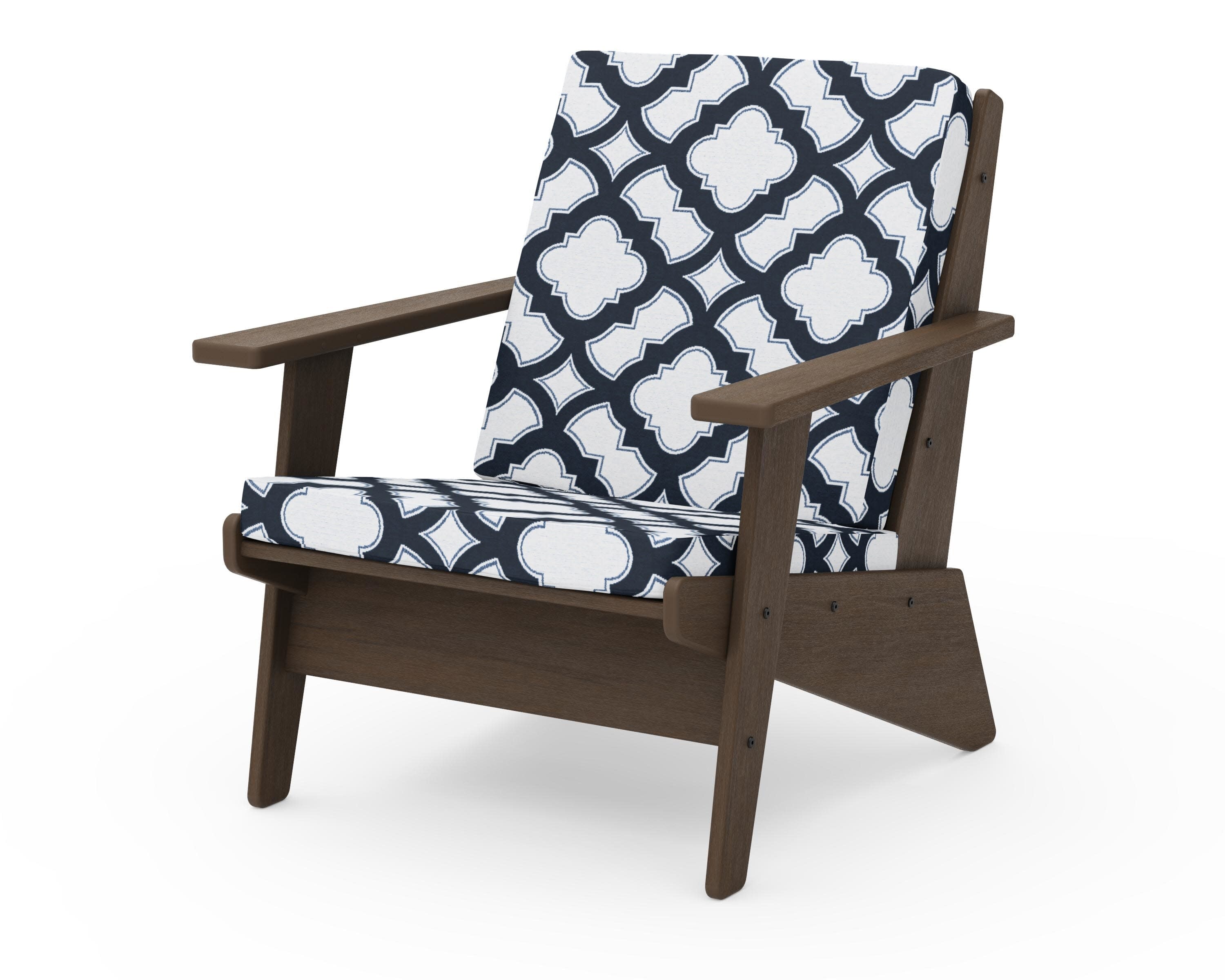 Riviera Modern Lounge Chair in Kona / Trellis Marine Indigo