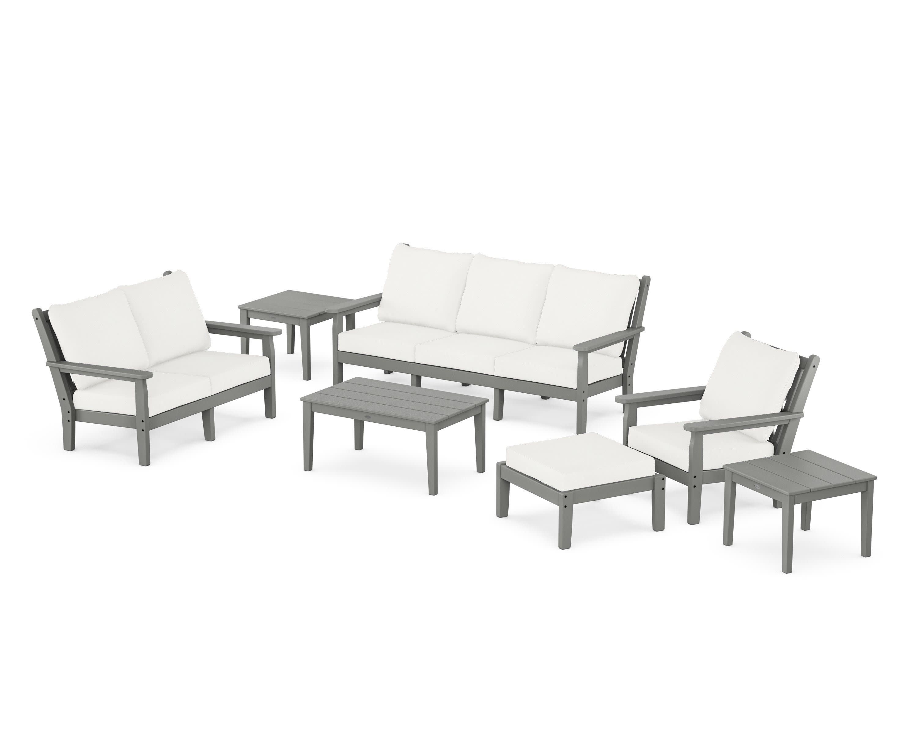 Chippendale 7-Piece Deep Seating Set in Slate Grey / Natural Linen