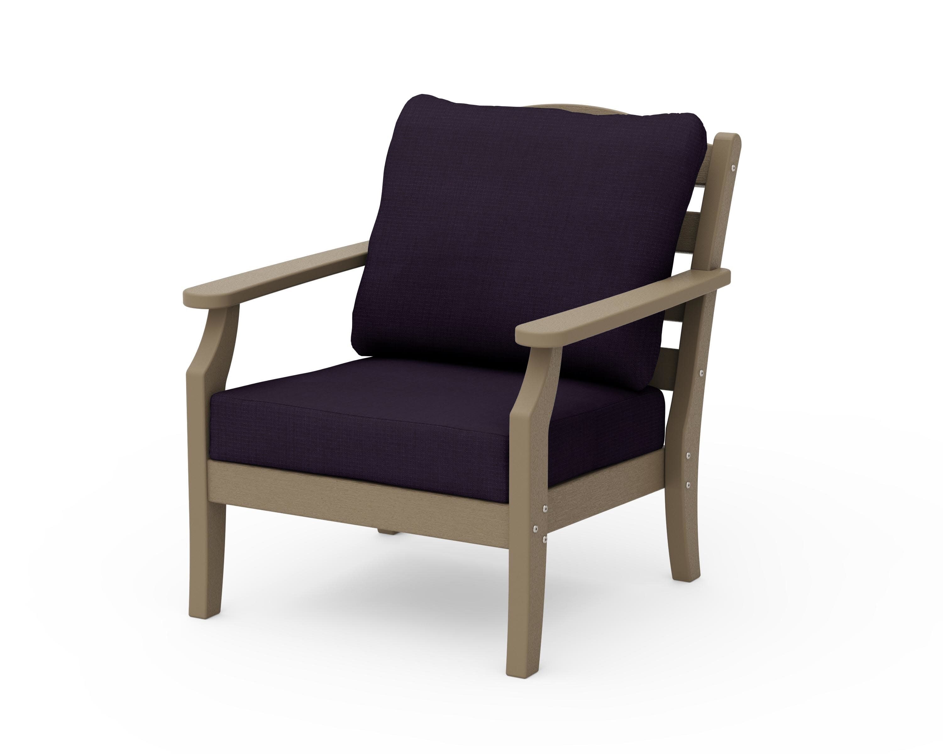 Savannah Deep Seating Chair in Vintage Sahara / Navy Linen