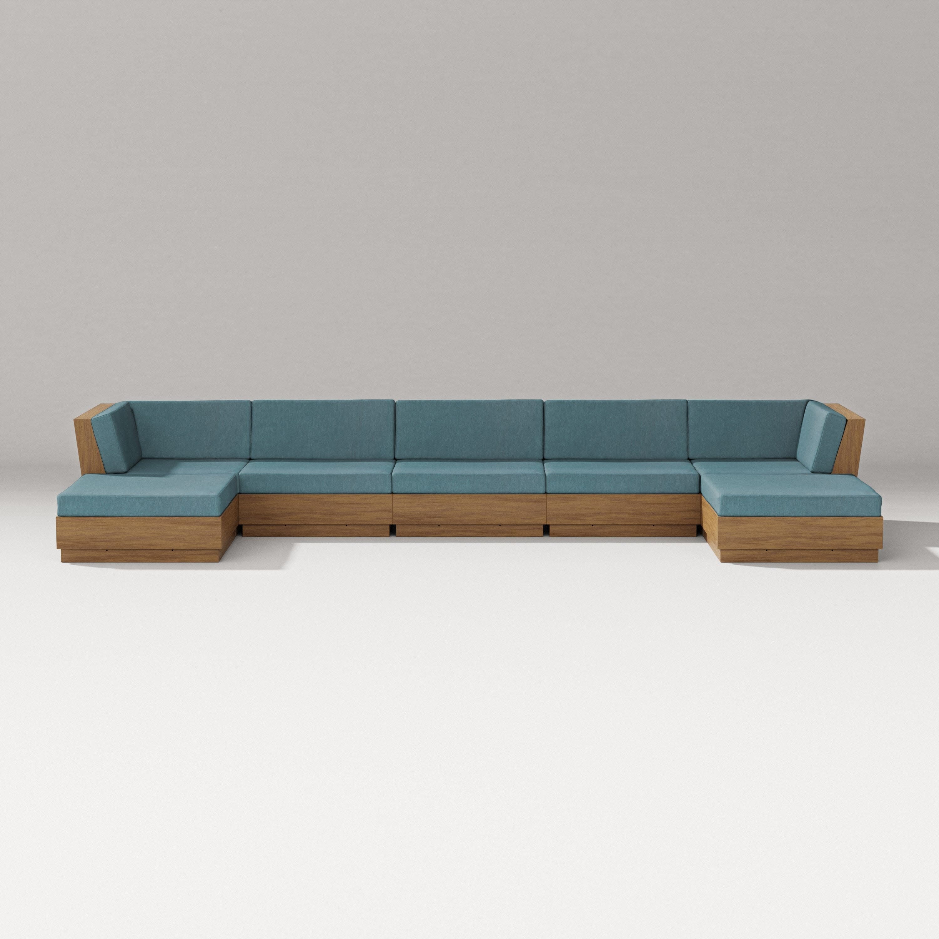 Elevate 7-Piece Double Chaise Sectional in Natural / Ocean Teal