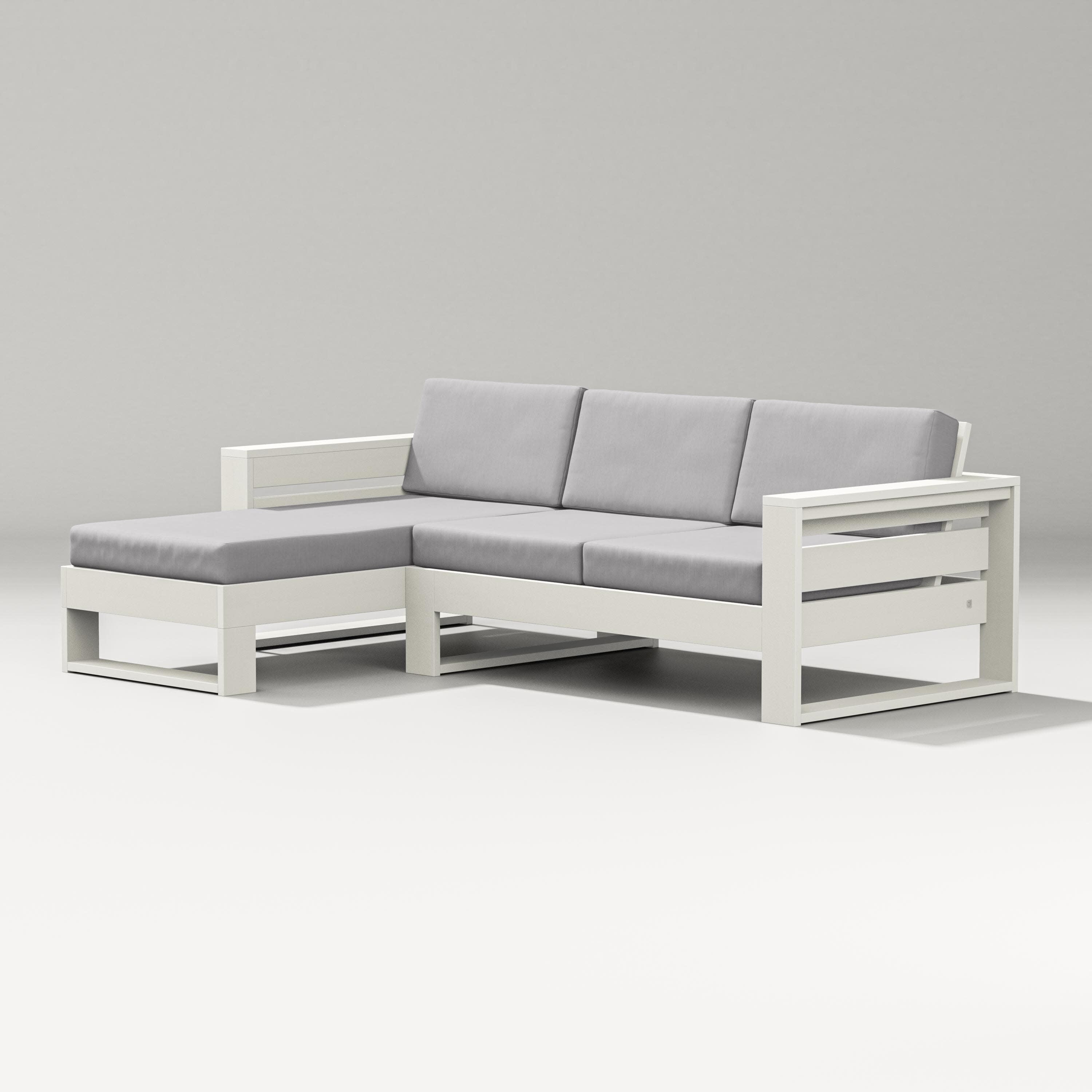 Latitude Left Chaise Sectional in Vintage White / Granite