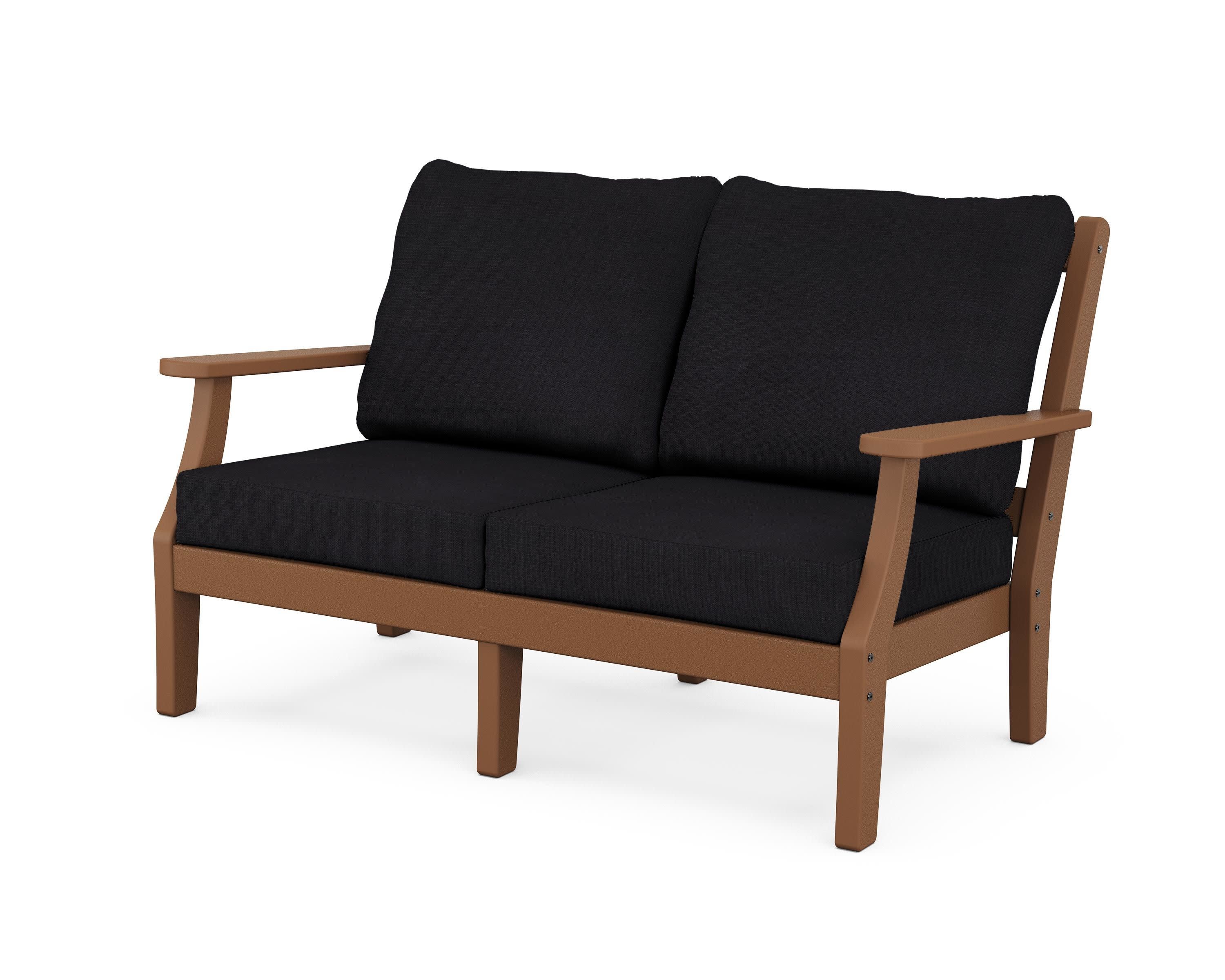 Chinoiserie Deep Seating Loveseat in Teak / Midnight Linen