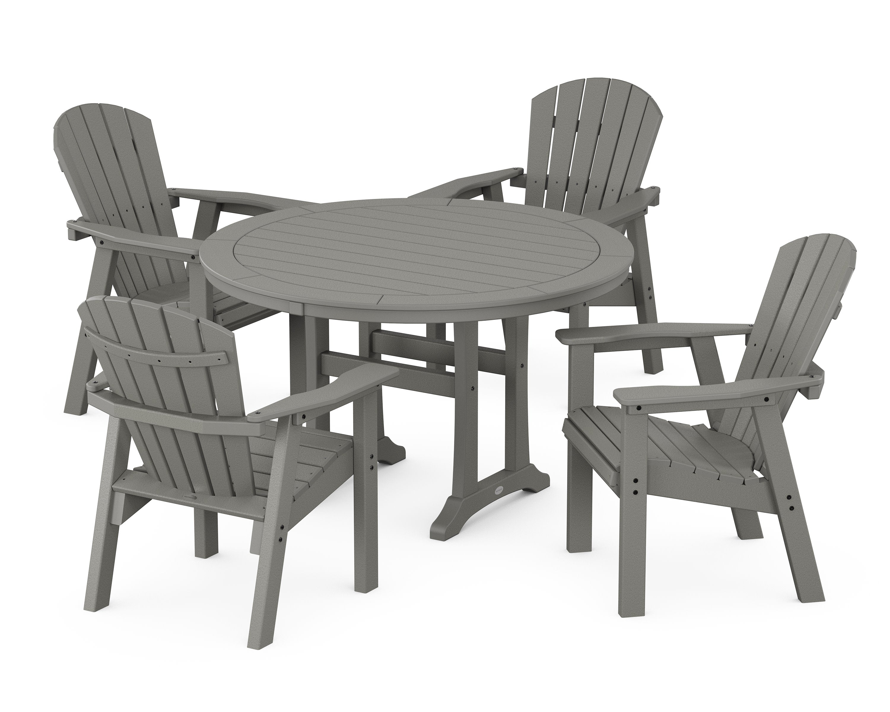 Seashell 5-Piece Round Dining Set with Trestle Legs in Slate Grey