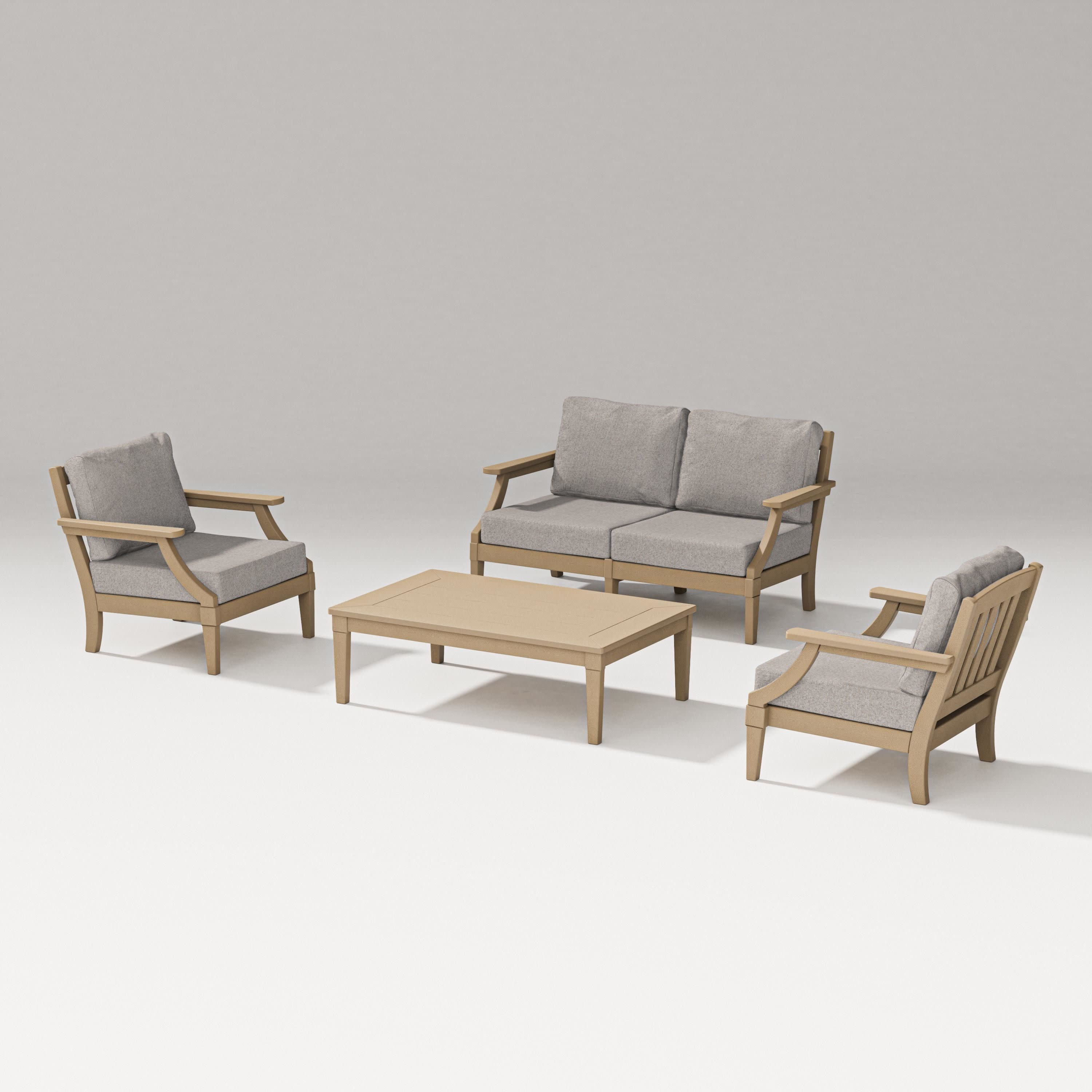 Estate Lounge 4-Piece Loveseat Set in Vintage Sahara / Weathered Tweed
