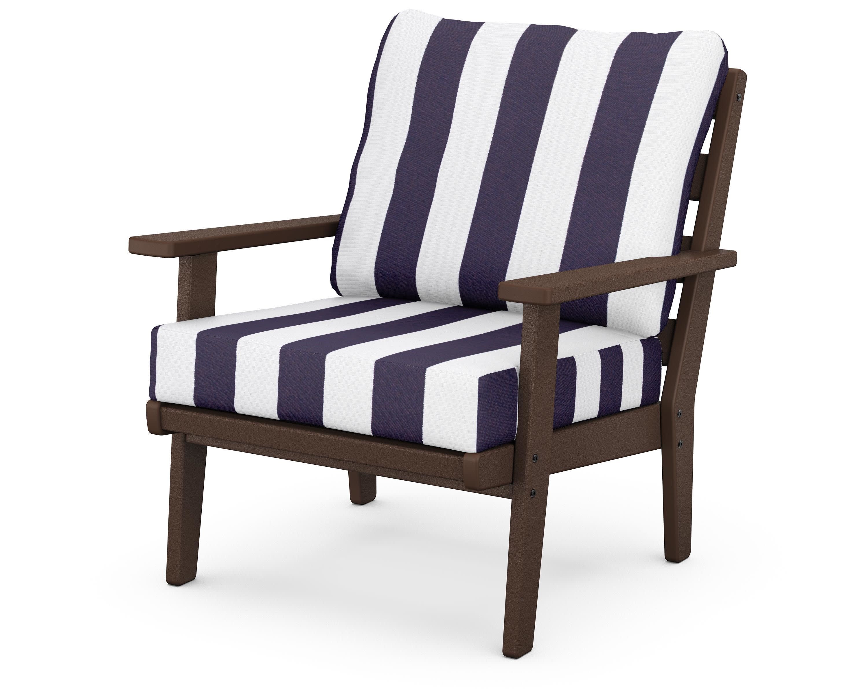 Grant Park Deep Seating Chair in Mahogany / Cabana Stripe Navy