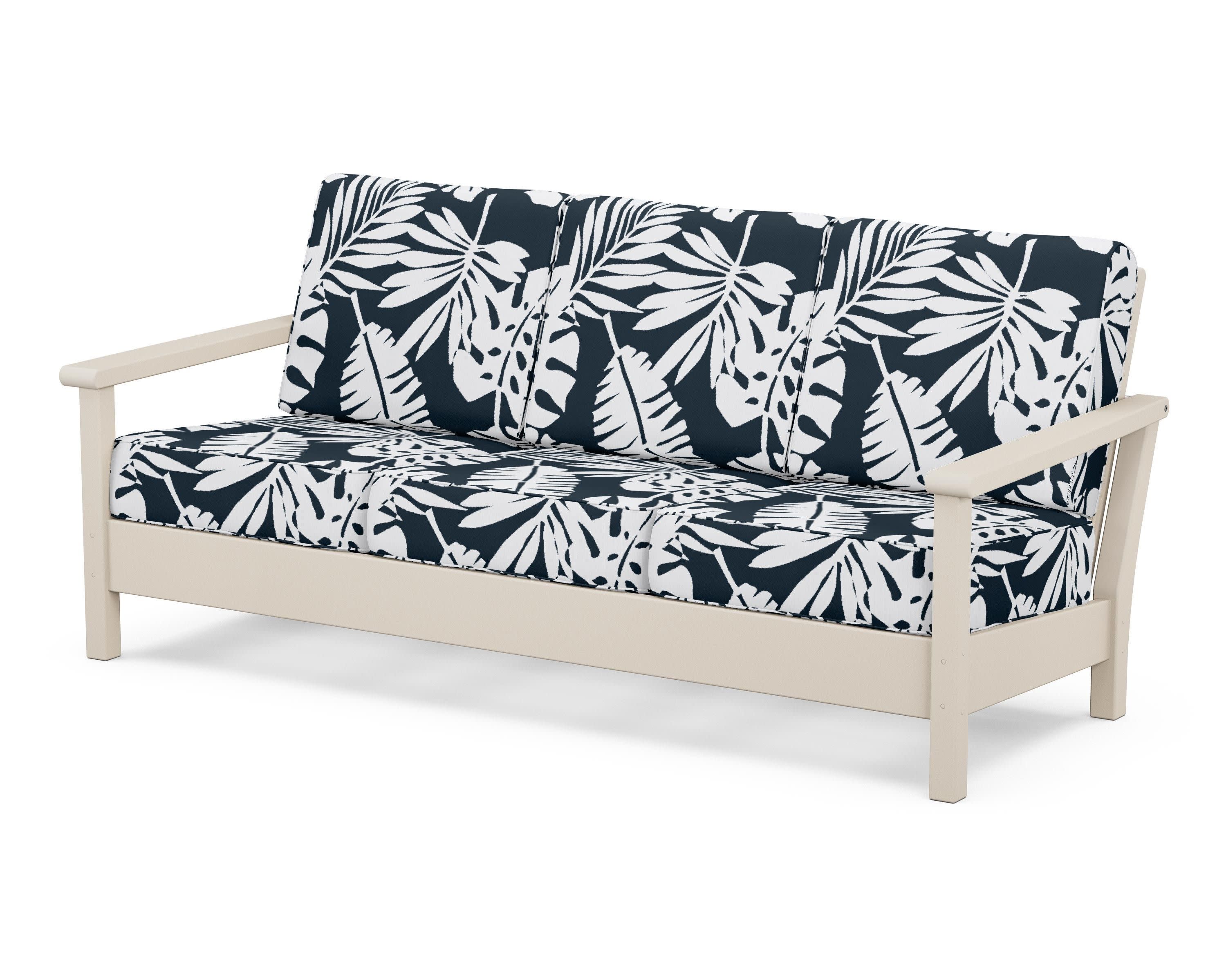Harbour Deep Seating Sofa in Sand / Leaf Marine Indigo