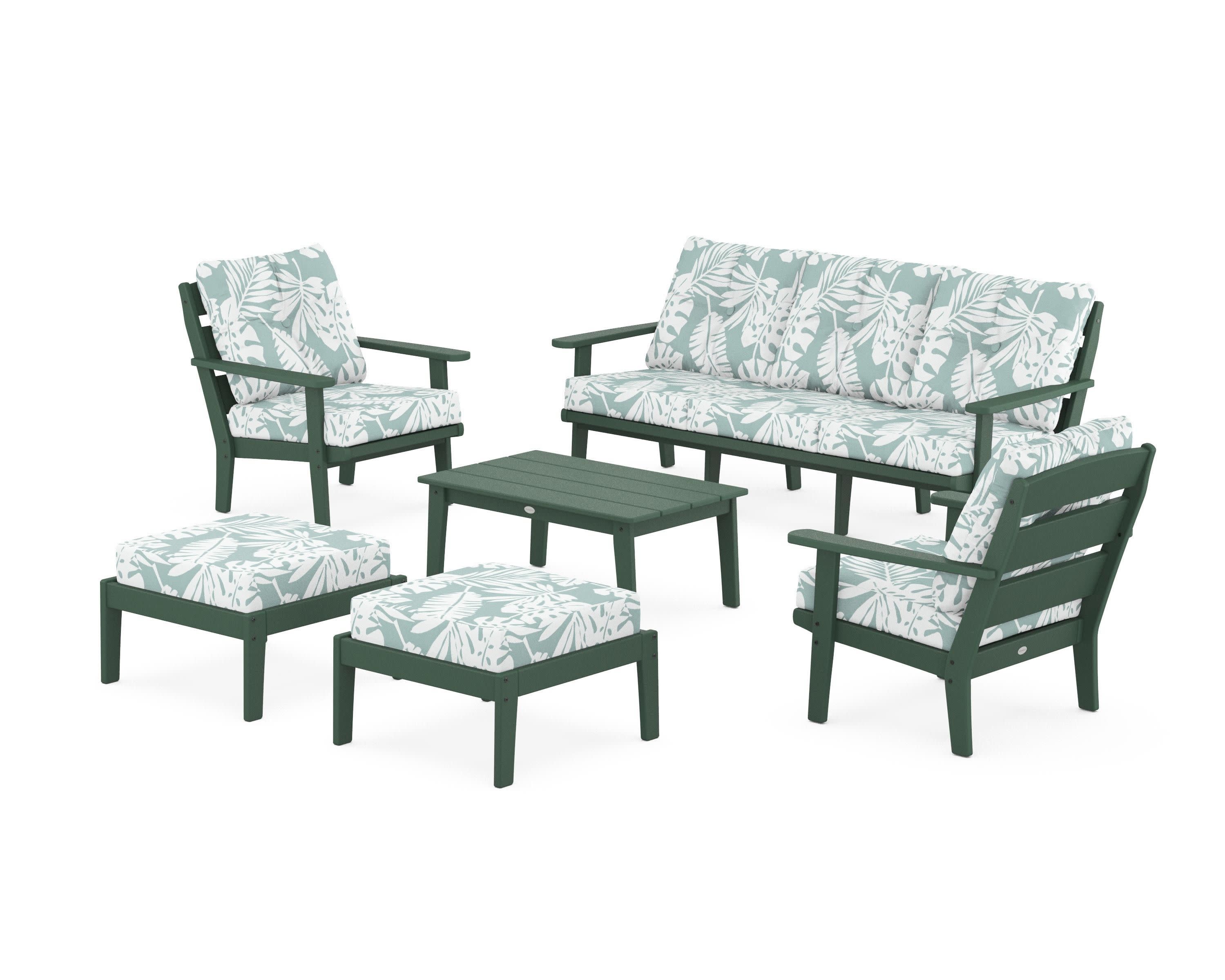 Lakeside 6-Piece Lounge Sofa Set in Green / Leaf Glacier Spa
