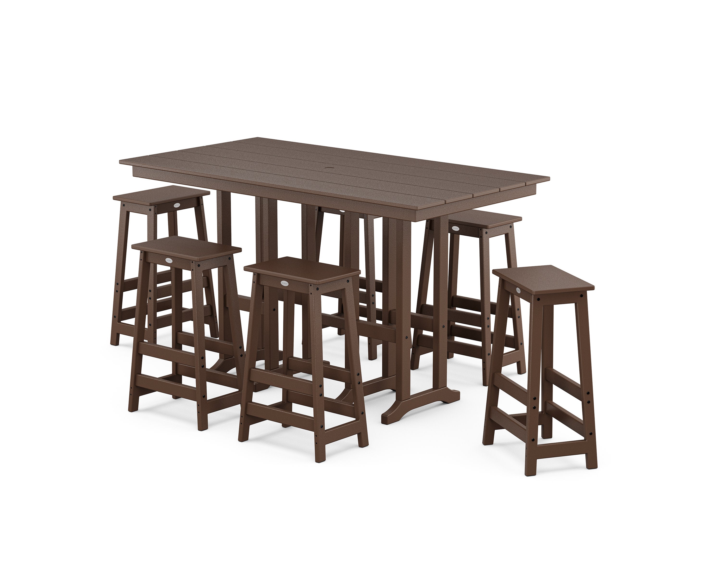 Modern Studio Bar Stool 7-Piece Set in Mahogany