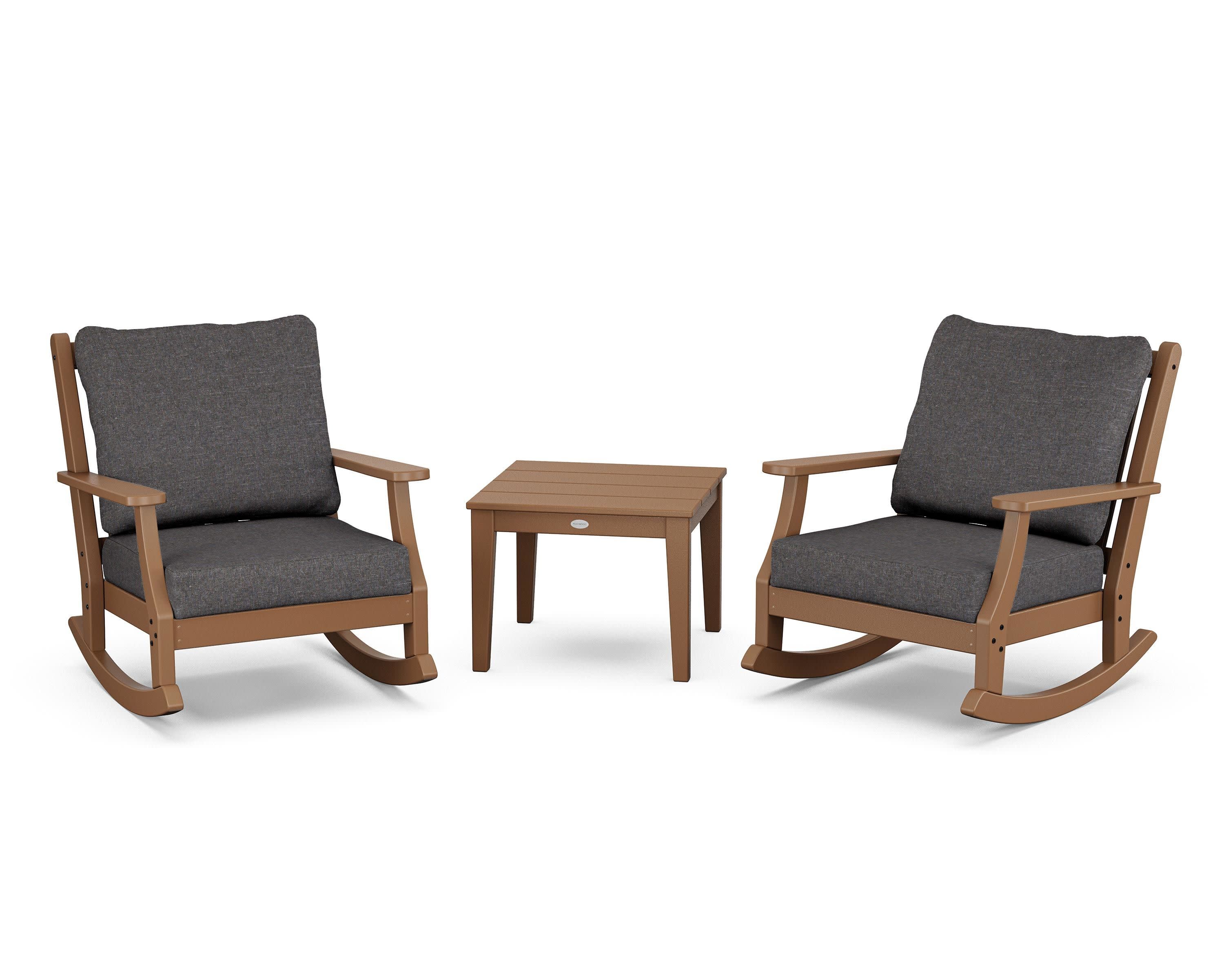 Wovendale 3-Piece Deep Seating Rocker Set in Teak / Ash Charcoal