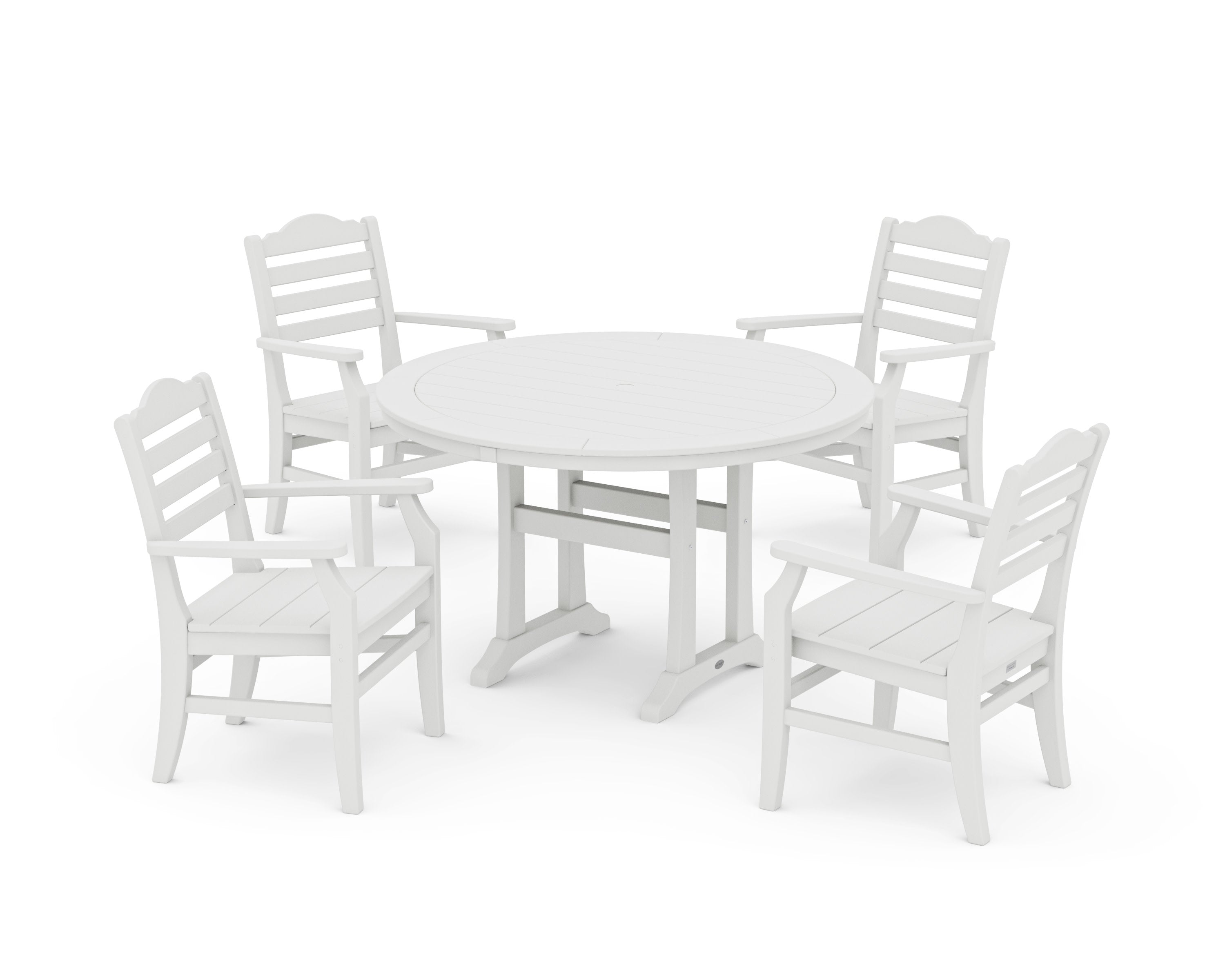 Savannah 5-Piece Round Dining Set with Trestle Legs in Vintage White