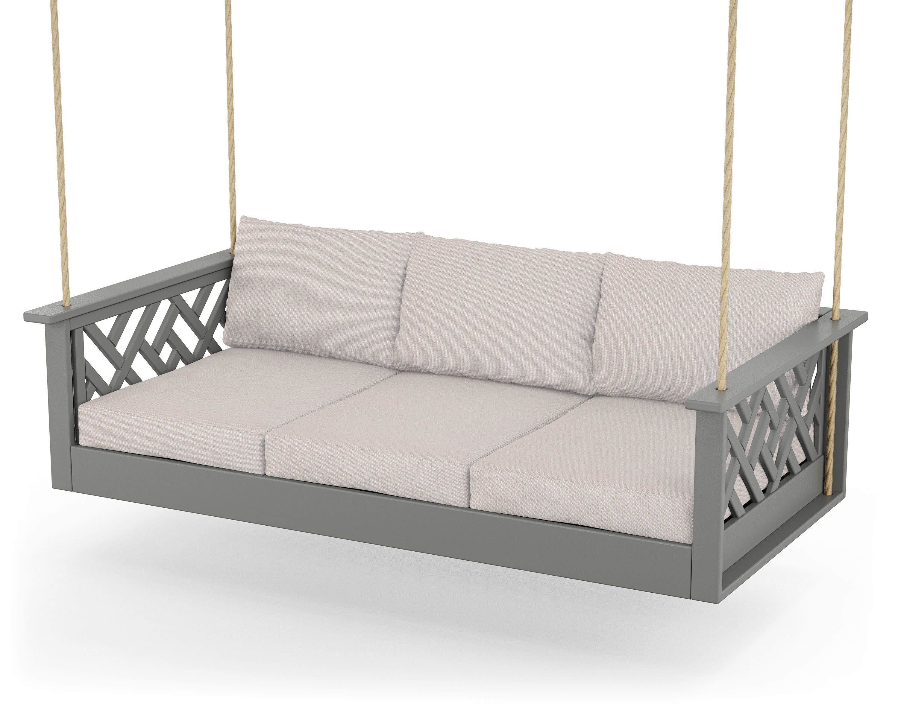 Chippendale Daybed Swing in Slate Grey / Dune Burlap